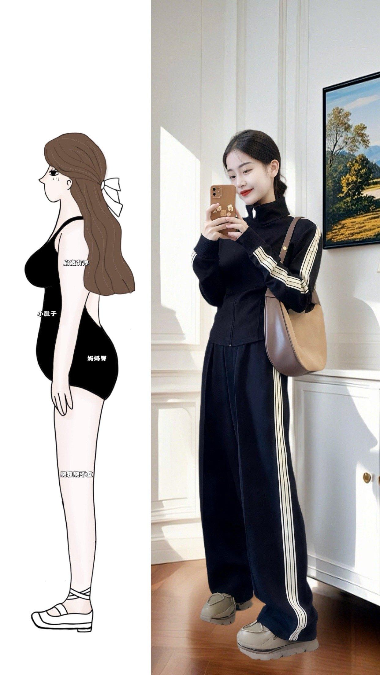 姐妹们～都去穿新款美式复古条纹休闲短外套+高级感高腰阔腿裤运动套装！条...