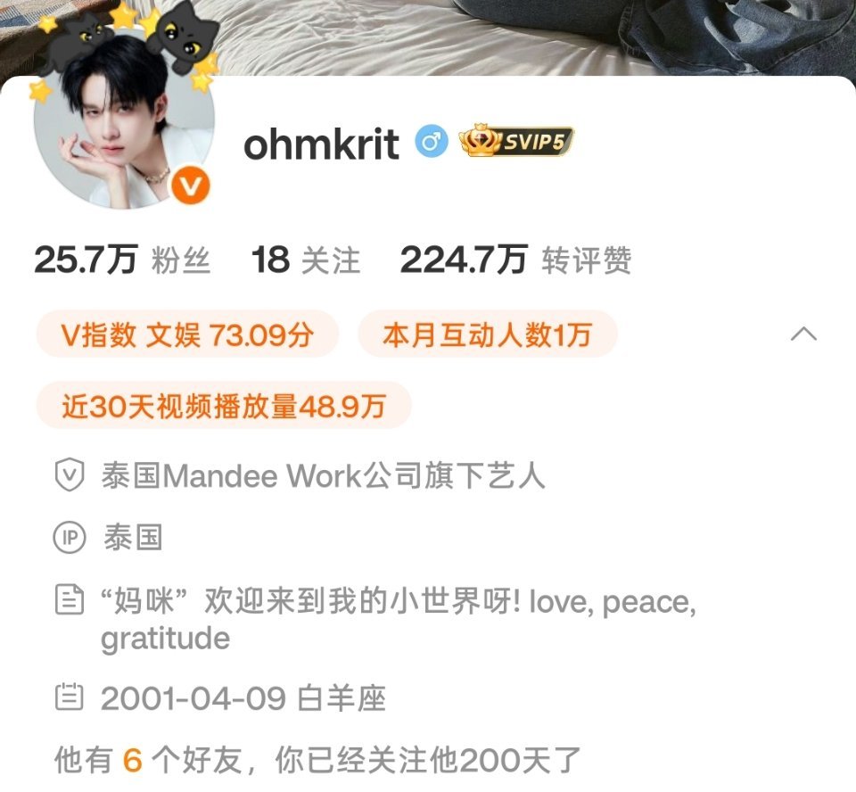 今天是关注你的第200天，但我想爱你的时间已经大于200天，这些天中我的情绪起起
