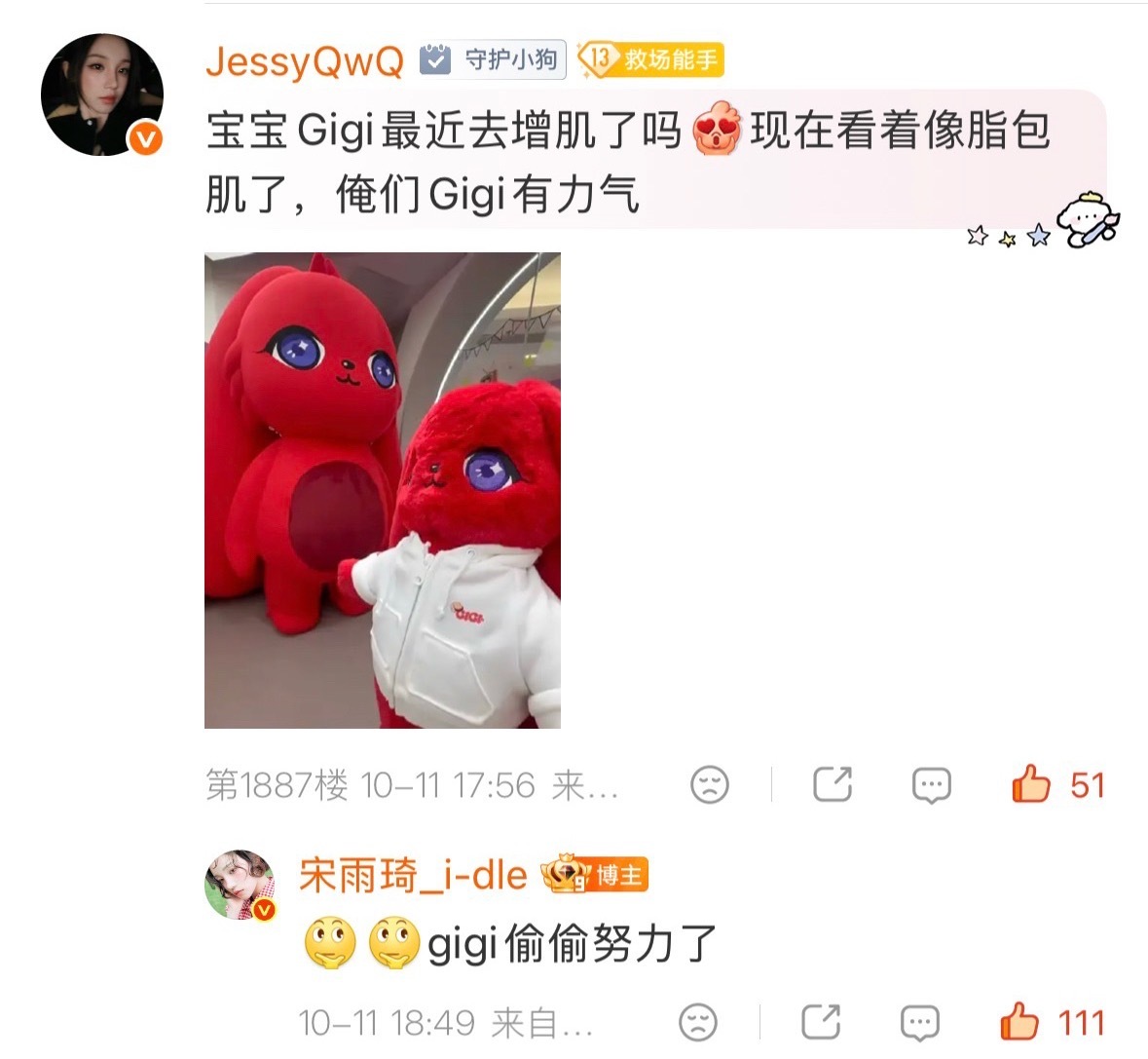 经宋雨琦本人确认Gigi目前是纸包鸡，请勿再说Gigi肥了，我们Gigi今天起正