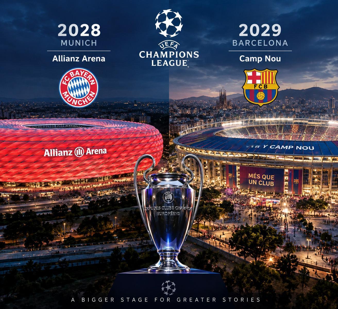 【欧冠决赛重返诺坎普，2029年巴萨主场承办】据《The Athletic》报道