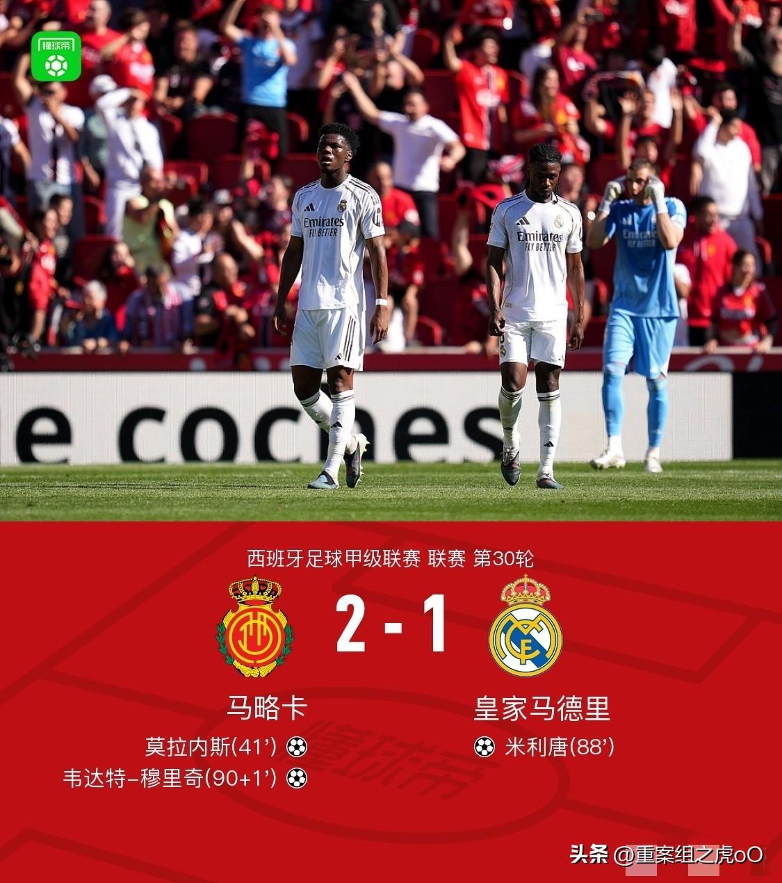 皇马1-2客负马略卡，
不偏不倚的说，西甲裁判目的性太明显了，明显到对两支球队非