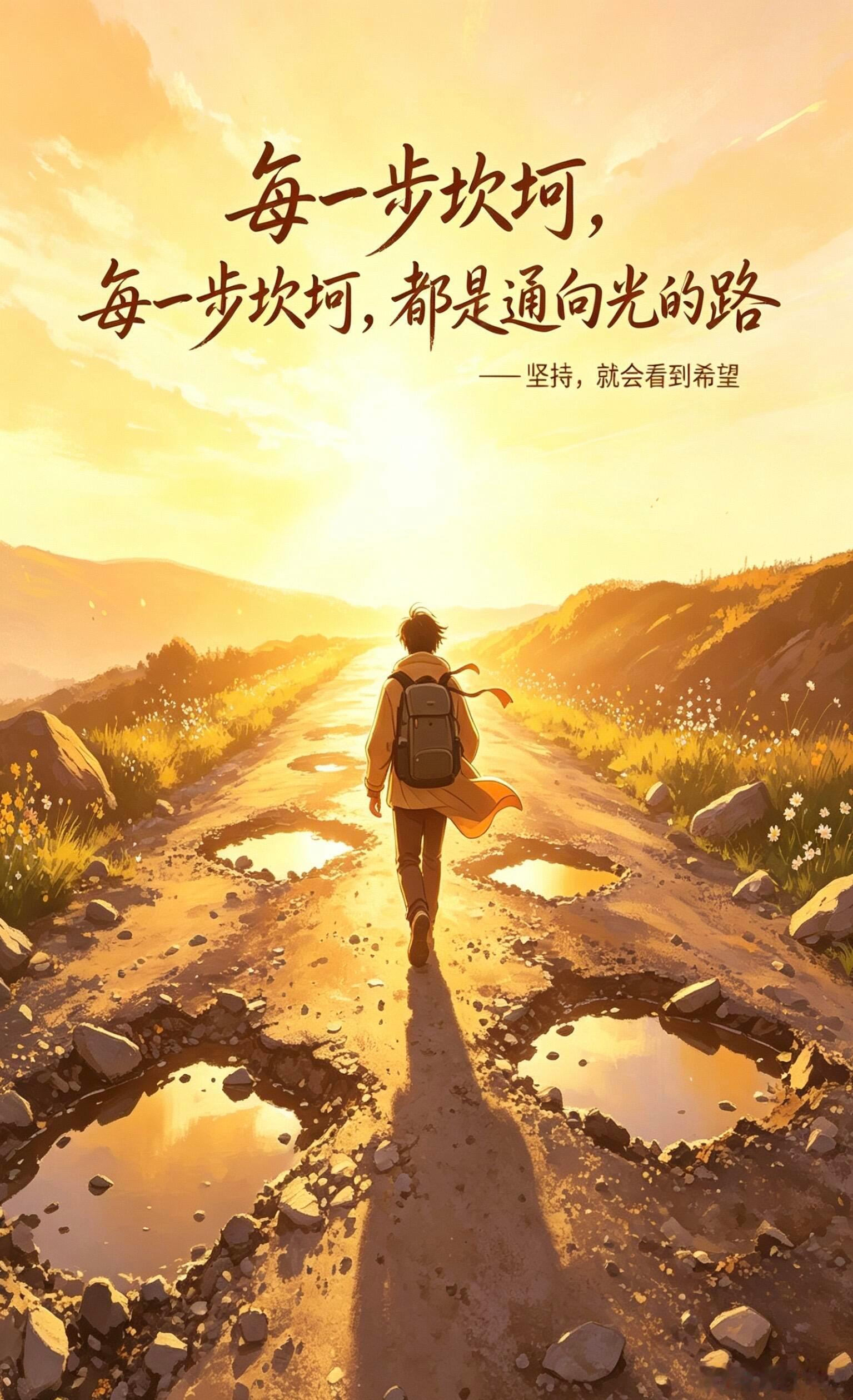 人生从没有一帆风顺的坦途，坎坷与波折本就是常态。摔倒了便起身，迷茫时就沉淀，不必