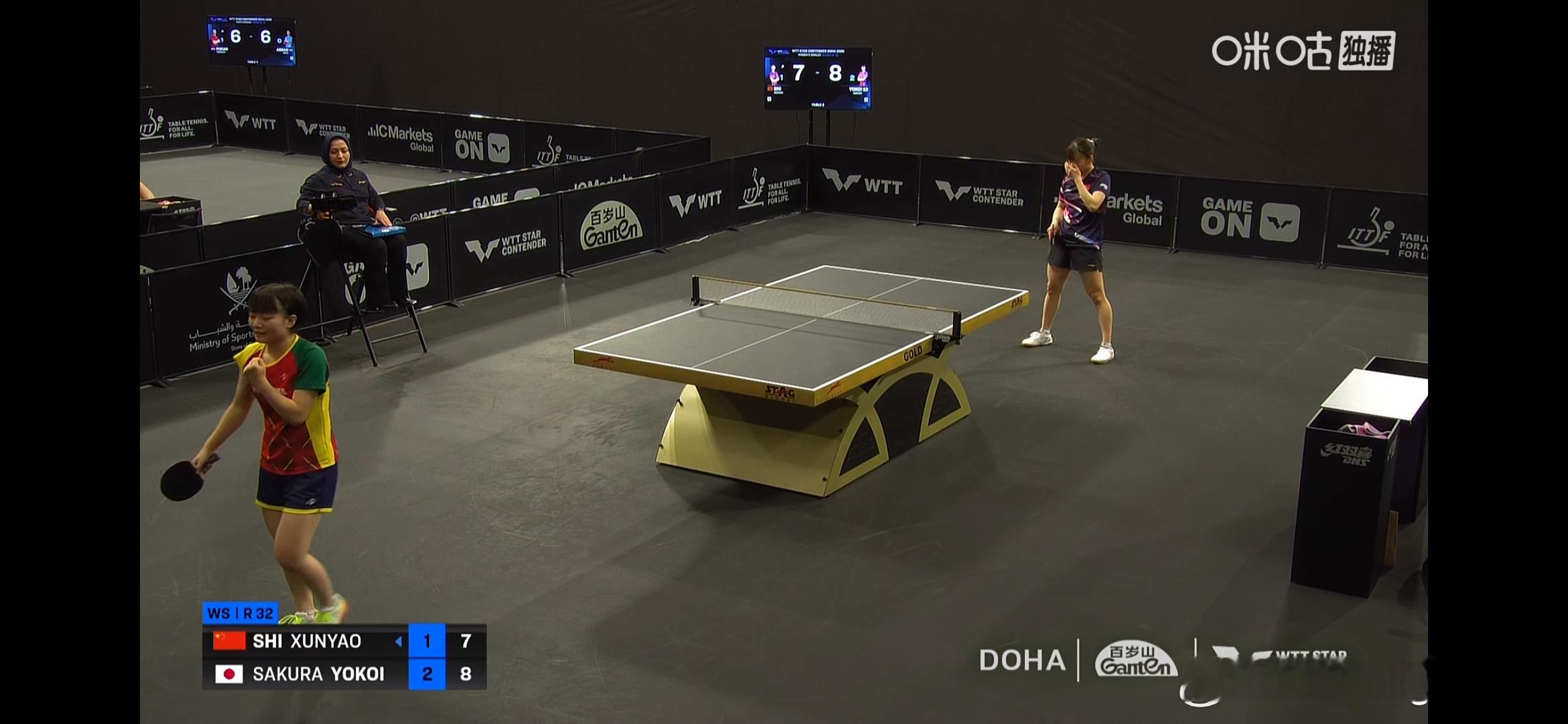 WTT球星挑战赛多哈站2026 女单1/16决赛：🇨🇳石洵瑶2比3横井咲樱?