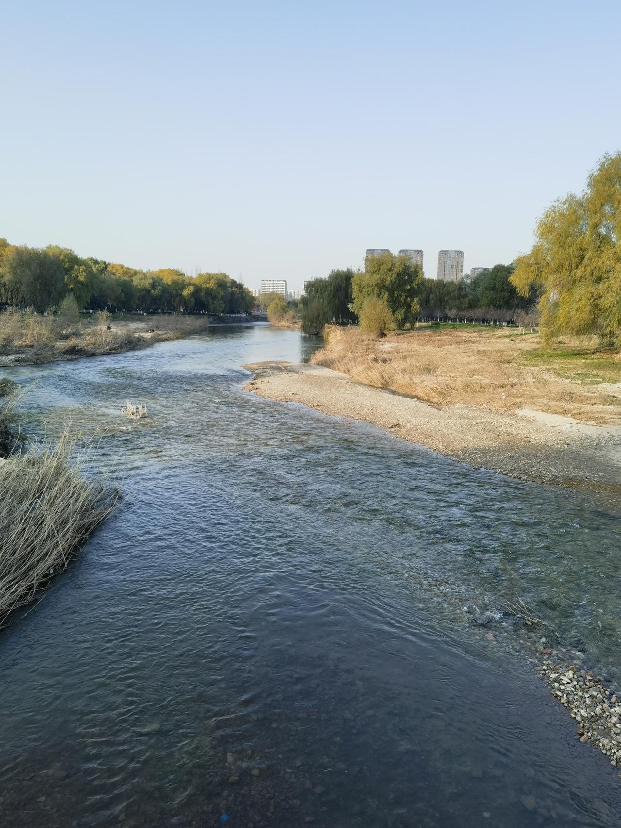 一张照片分享今日天气快看看你眼里的阳光下的浐河，河水不小