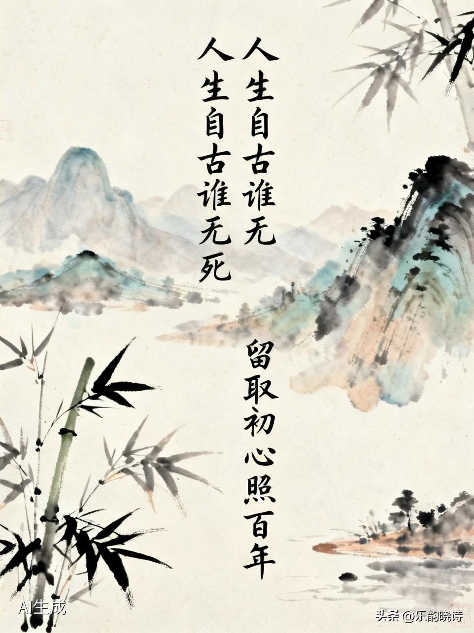 留取初心照百年。看到“人生自古谁无死”这个上联，一下就想到文天祥的《过零丁洋》。