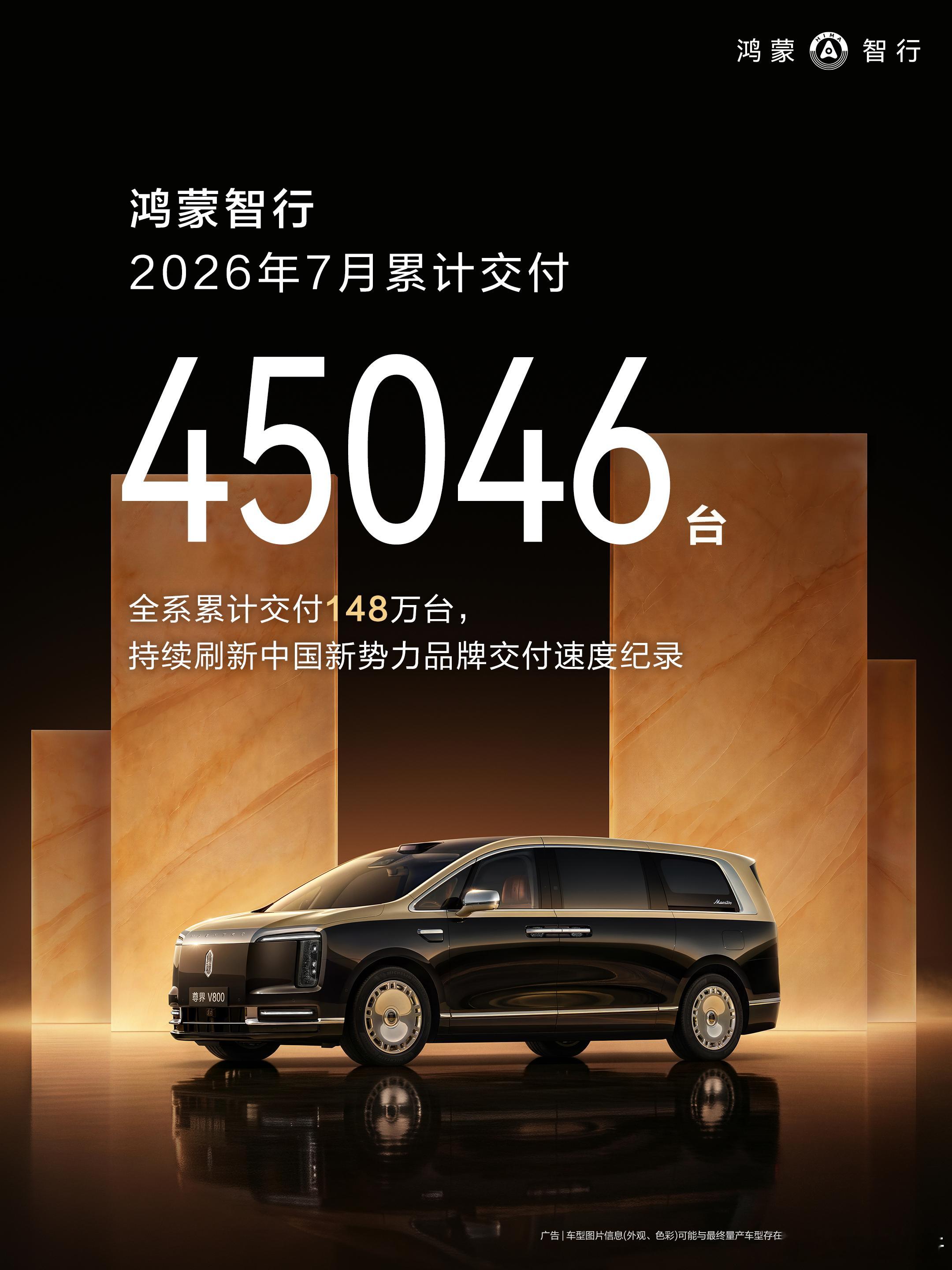 鸿蒙智行7月份累计交付45046台- 全新一代问界M9，交付开启7周累计交付突破