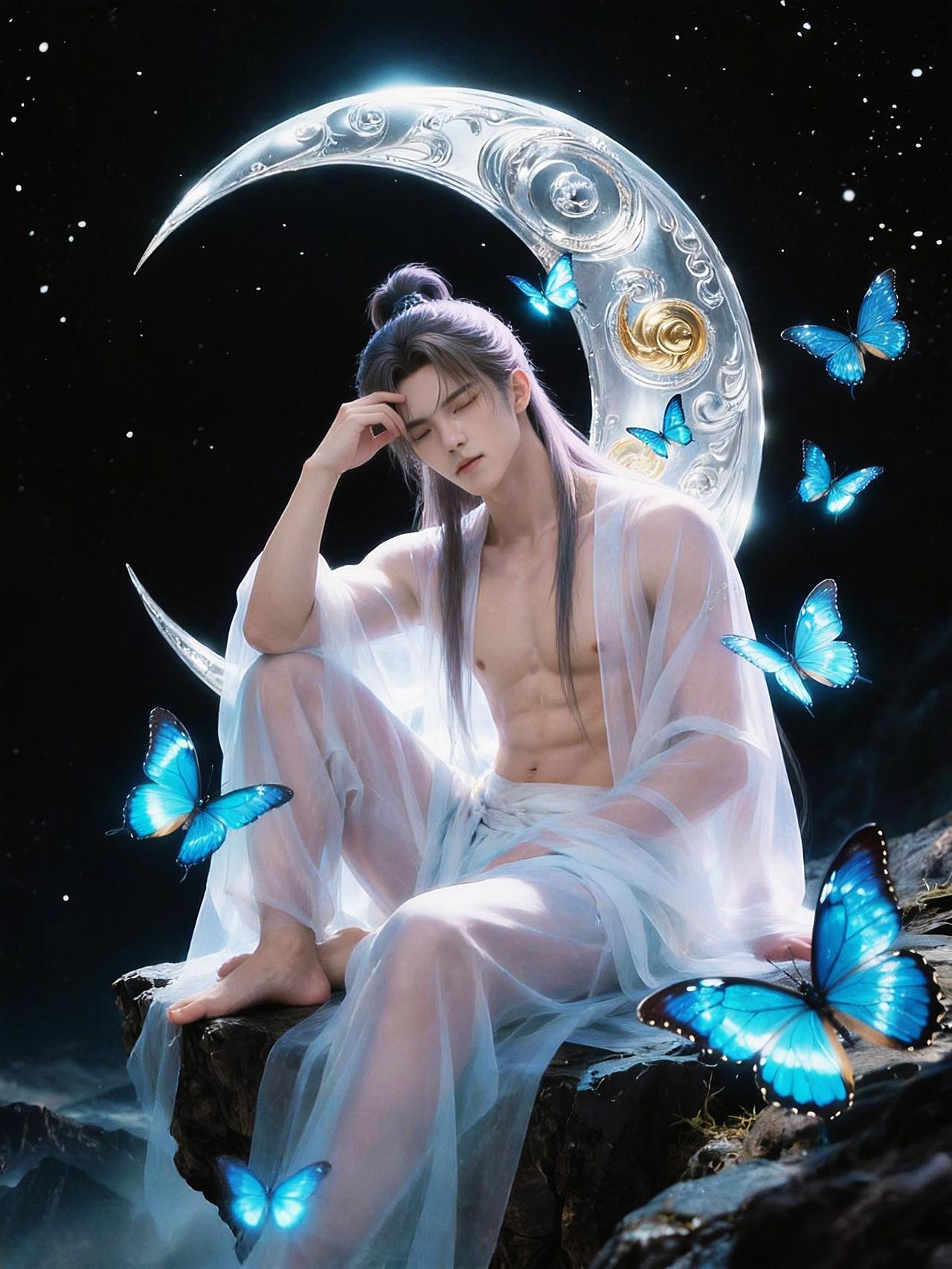 世人皆见公子风华，无人知他早已身心俱乏。
古风美男