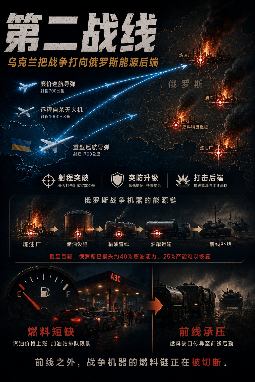 我说，乌克兰无人机现在大规模打击俄罗斯本土炼油厂，在之前是不可想象的，2026年