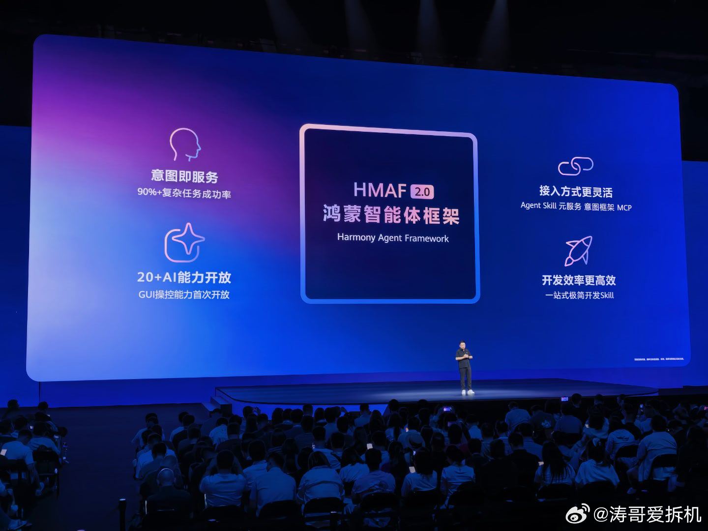 我看过的发布会PPT最漂亮的就是HDC2026 ，它是对三块屏幕用了特殊设计，只