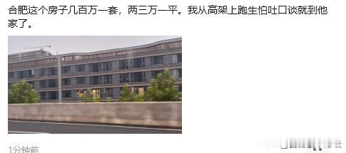 合肥高架旁边的这些住宅的确太近了，有人吐槽，生怕吐口痰到他们家里了。
这一看就是