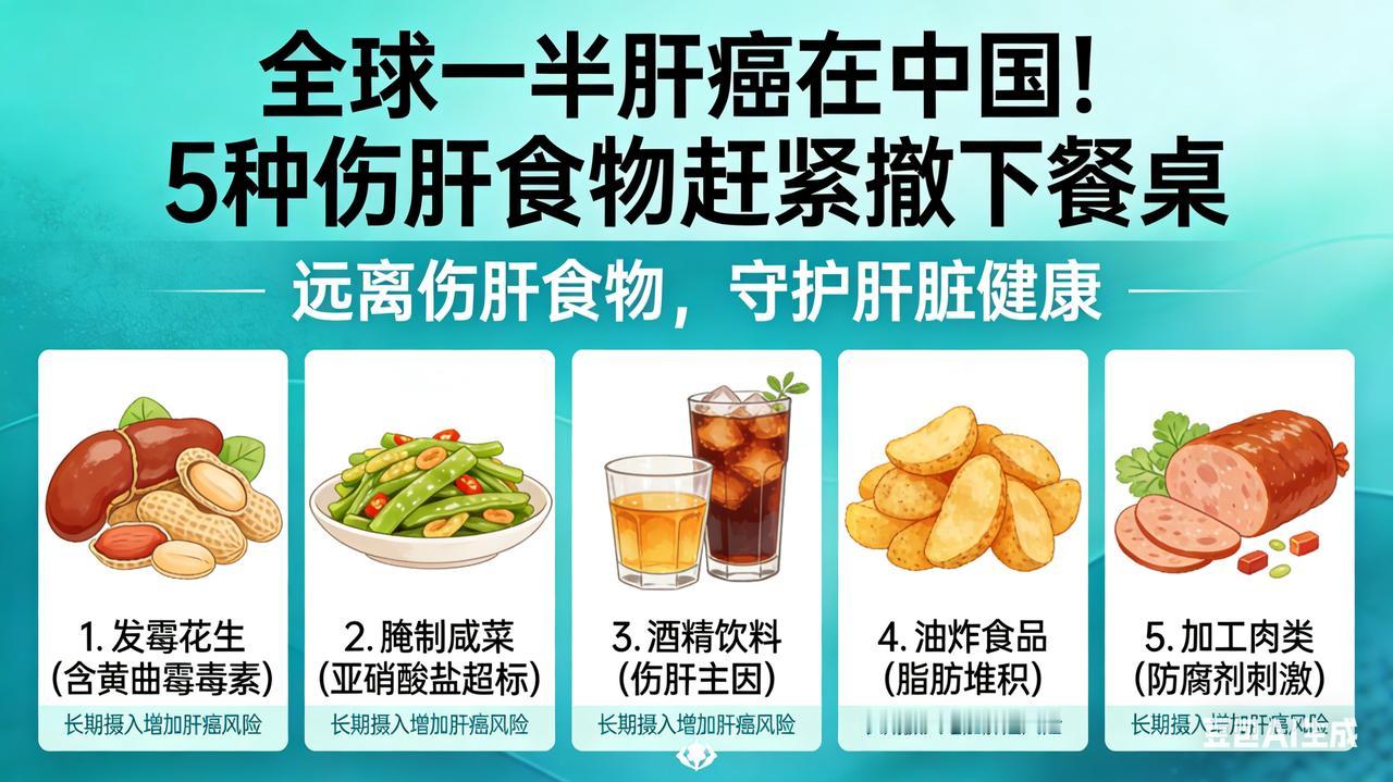 全球一半肝癌在中国！5 种伤肝食物赶紧撤下餐桌

全球近半肝癌“花落”中国！速查