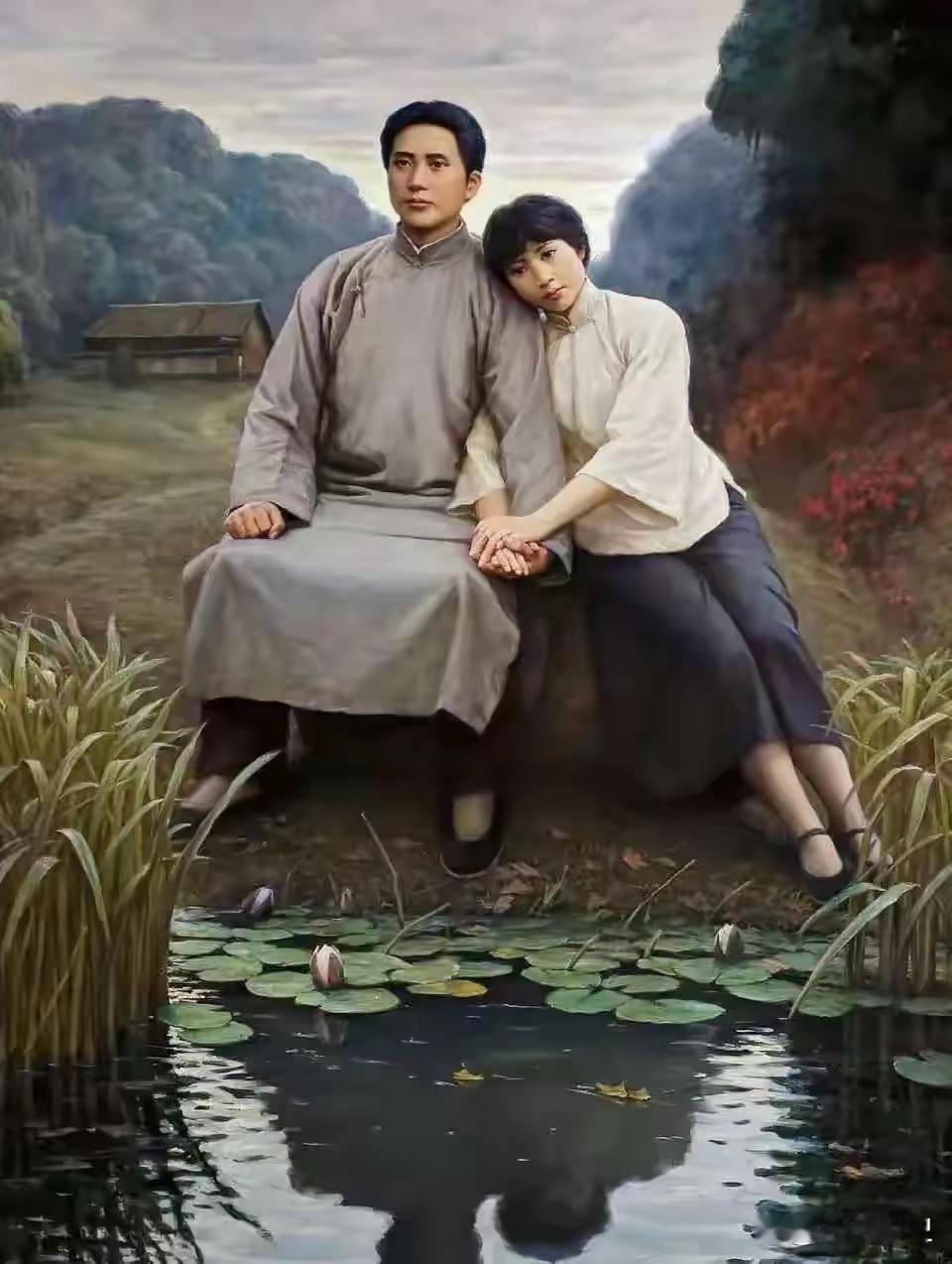 这是一张跨越了百年时空、填补了历史遗憾的珍贵画像。画面中，杨开慧静静地依偎在丈夫