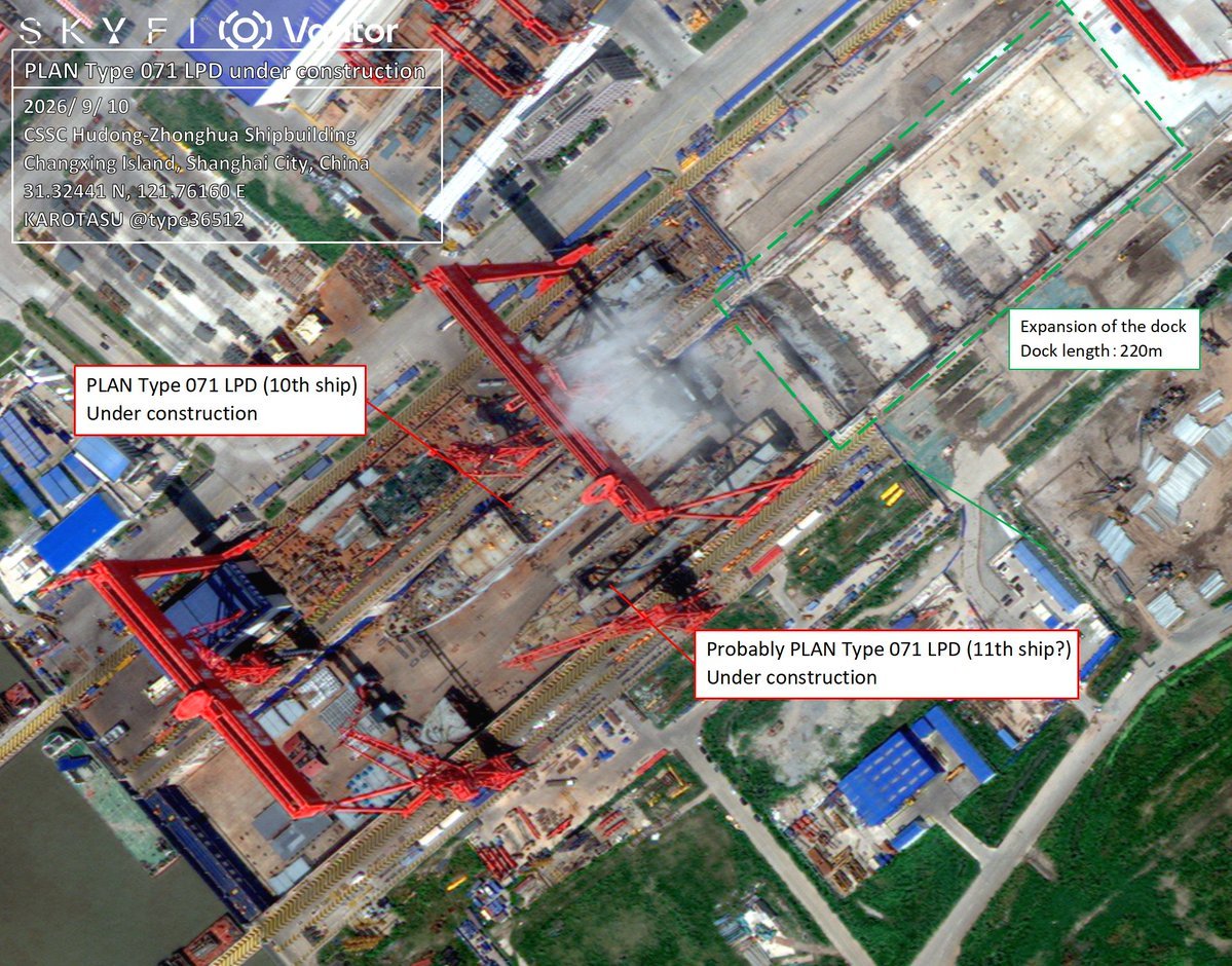 东部某厂的2号船坞内071 10号舰和11号舰在建[酷]这两艘071按之前的建造
