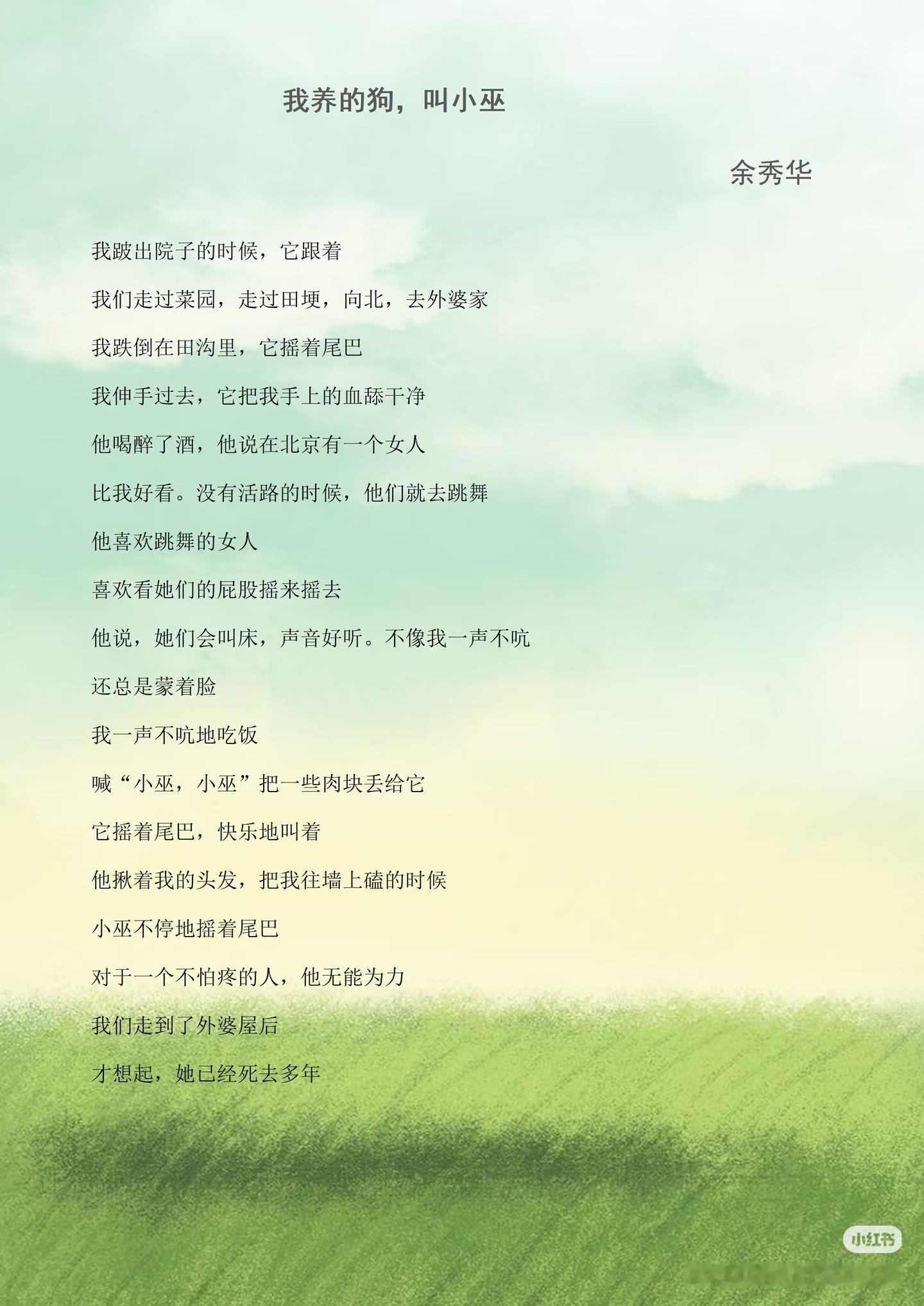 读到余秀华的诗集。不由得再骂一声男人不是东西的比例太高了。余秀华堪比艾米莉狄金森