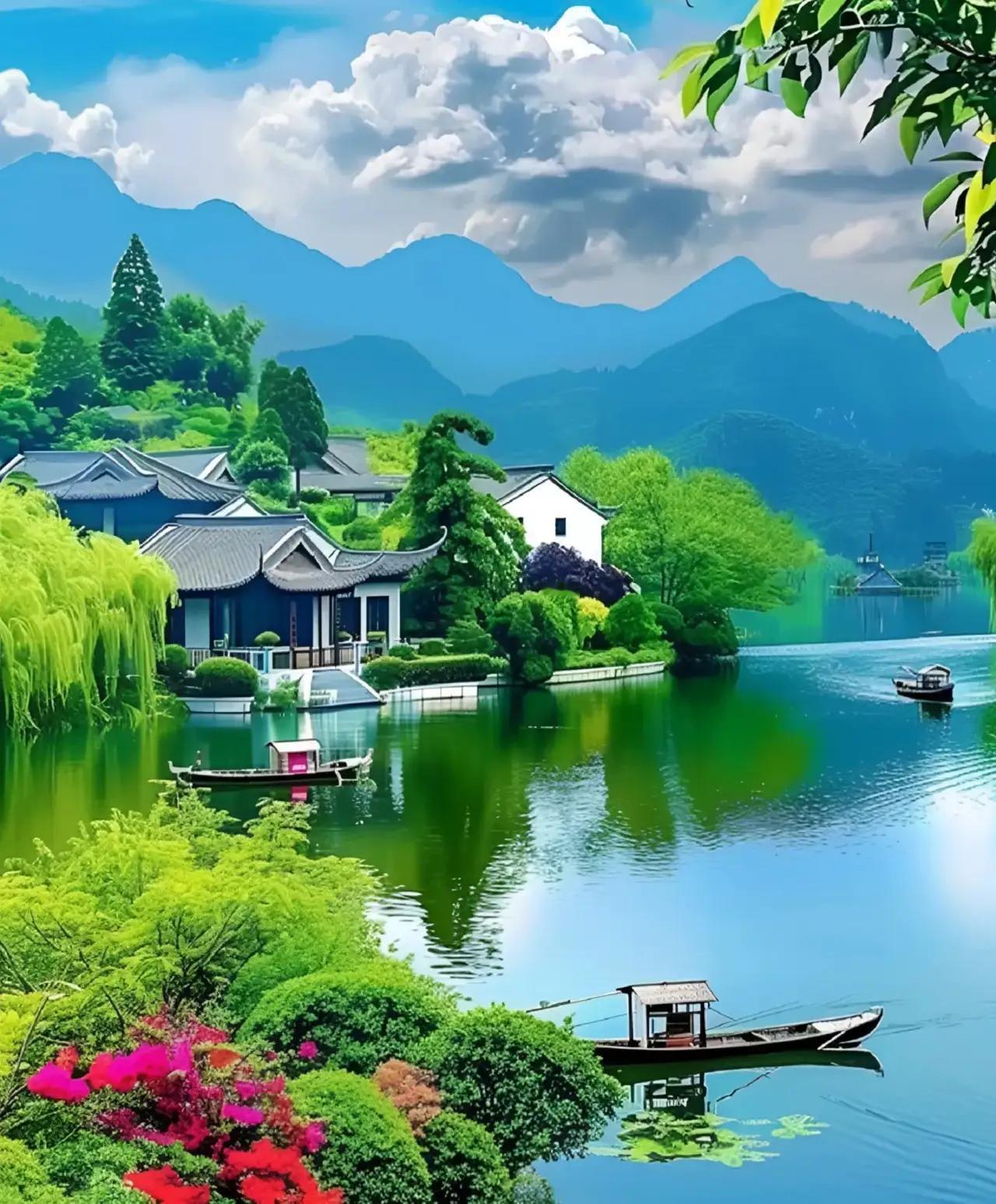 春风暖阳皆有意，
白云蓝天似无心。