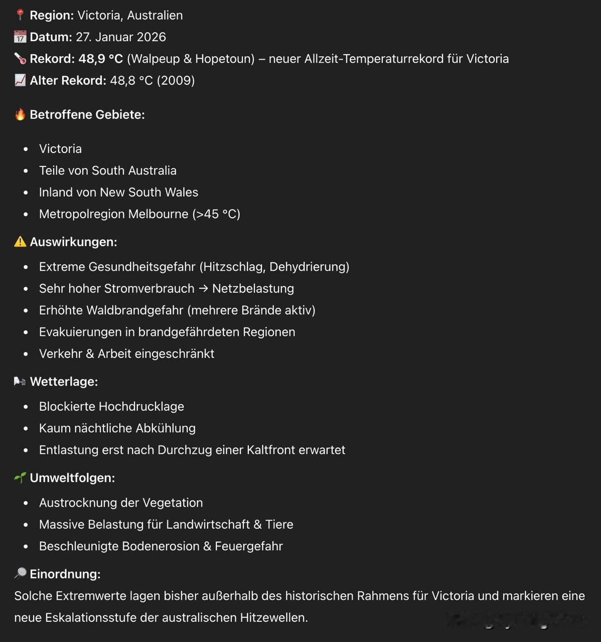 ☀️🇦🇺 澳大利亚遭遇严重热浪袭击，维多利亚州、南澳大利亚州和新南威尔士州多