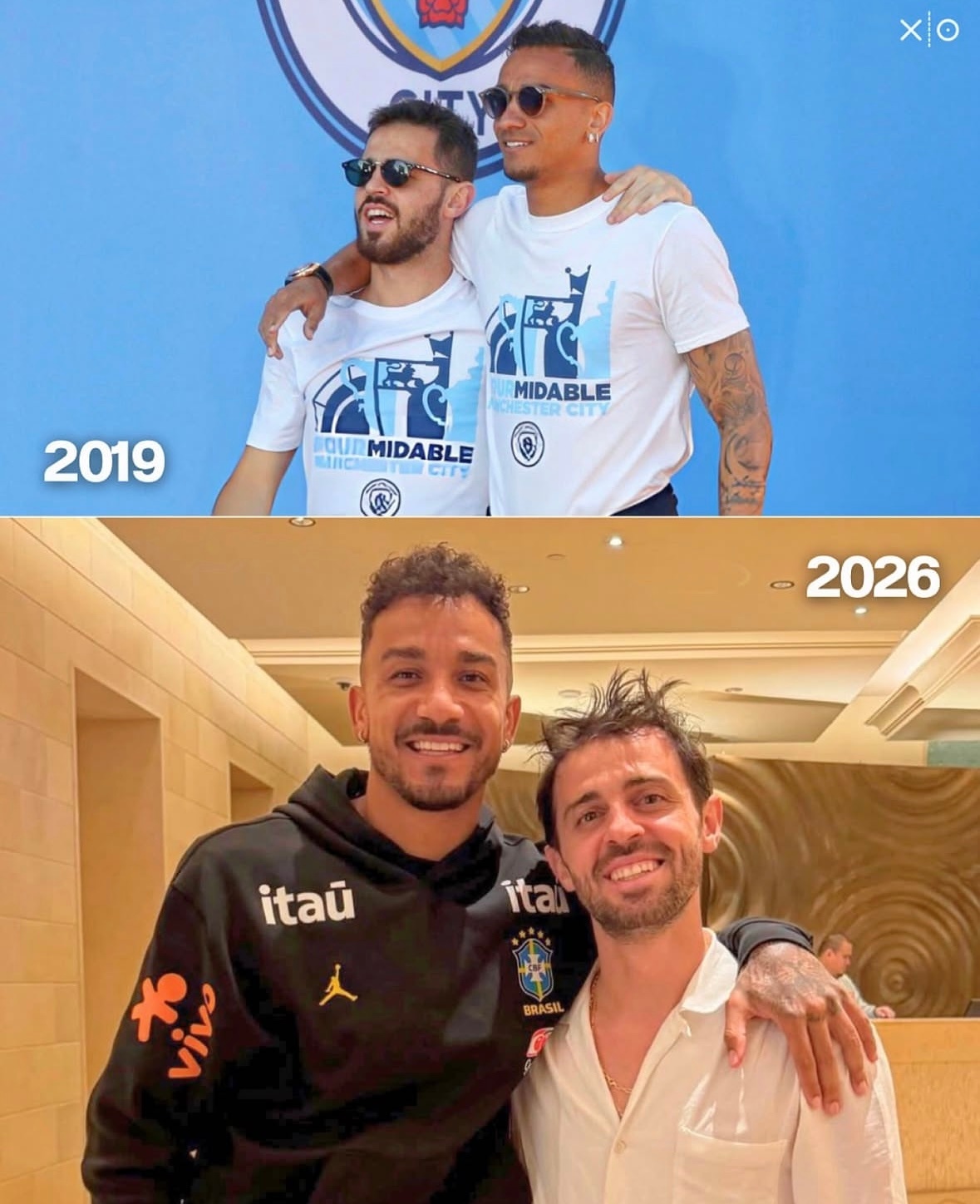 两个席尔瓦💙如果不是2019年的图我都没认出这是漏哥。漏哥现在回巴西老家了，在