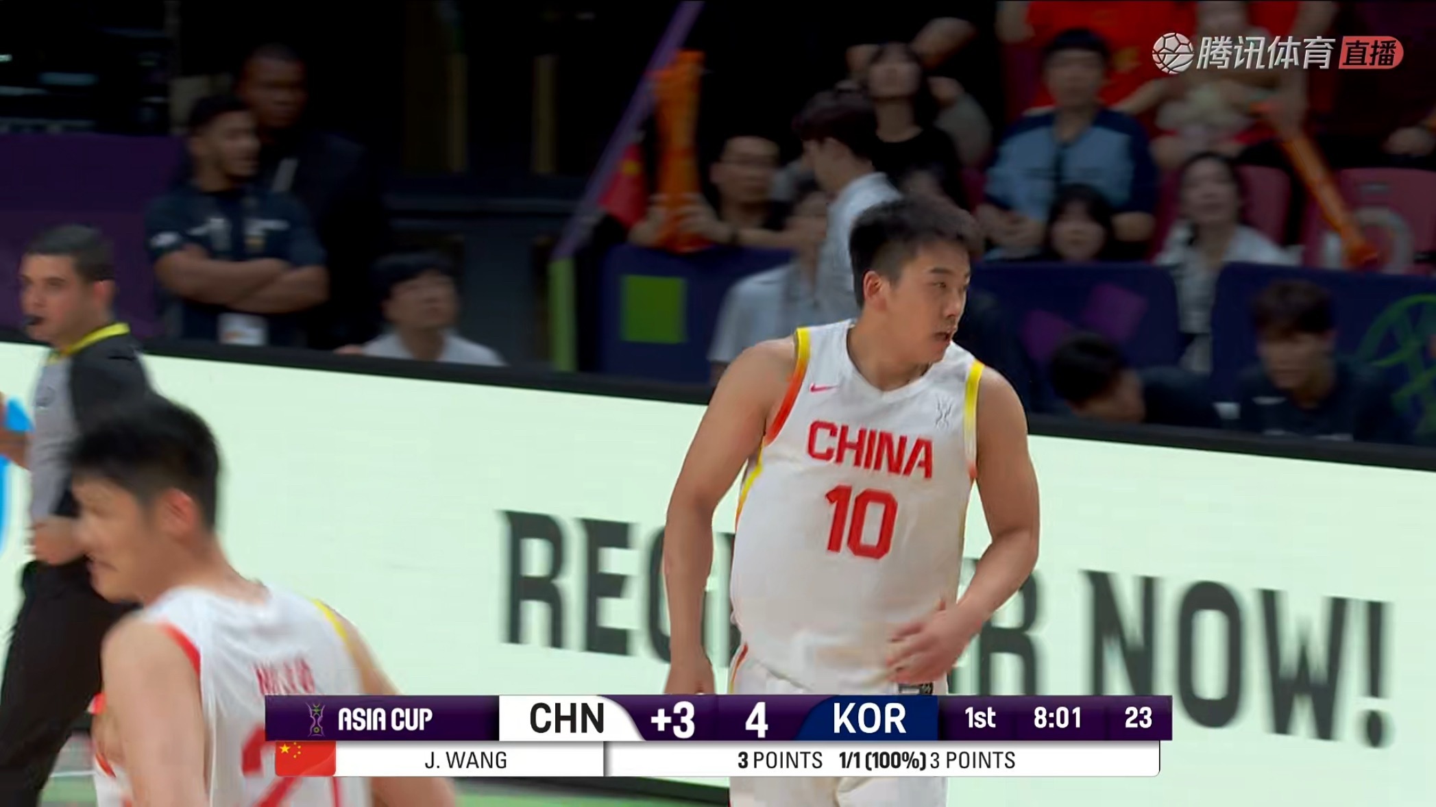 王俊杰上来就进啊投进中国队本场第一记三分球[good]中国男篮vs韩国男篮 ​​