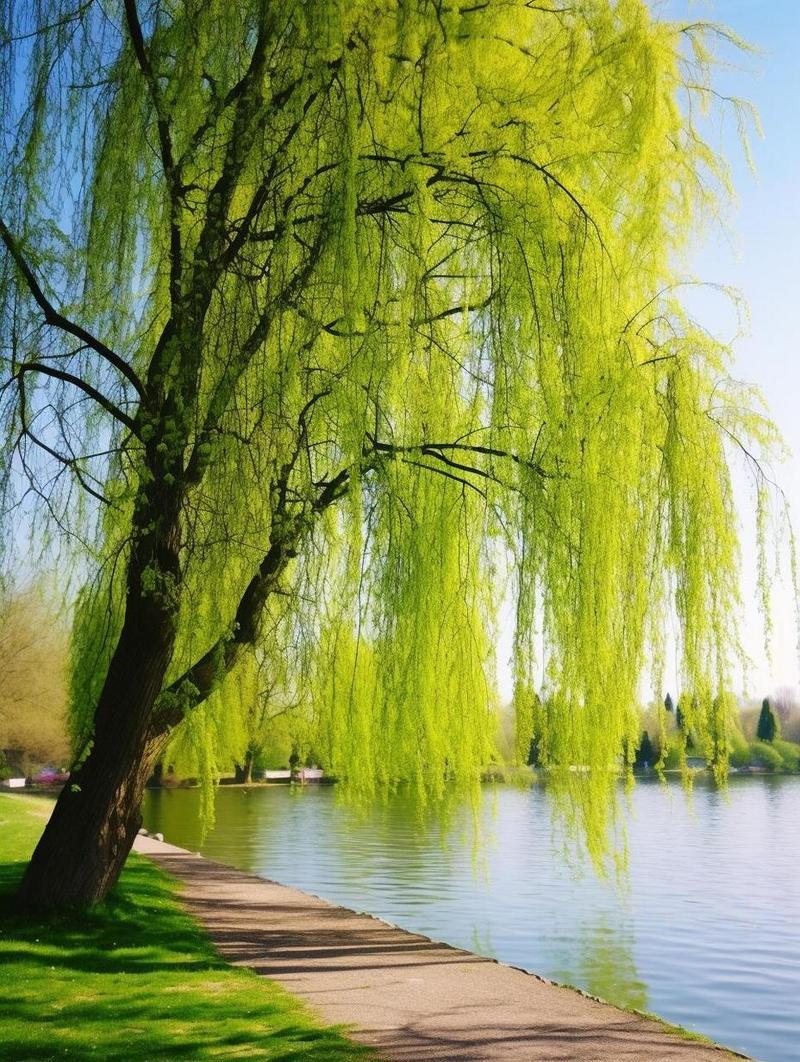 下联：绿柳池边伴晚风

赏析：这幅下联“绿柳池边伴晚风”与上联“红桃陌上迎朝露”