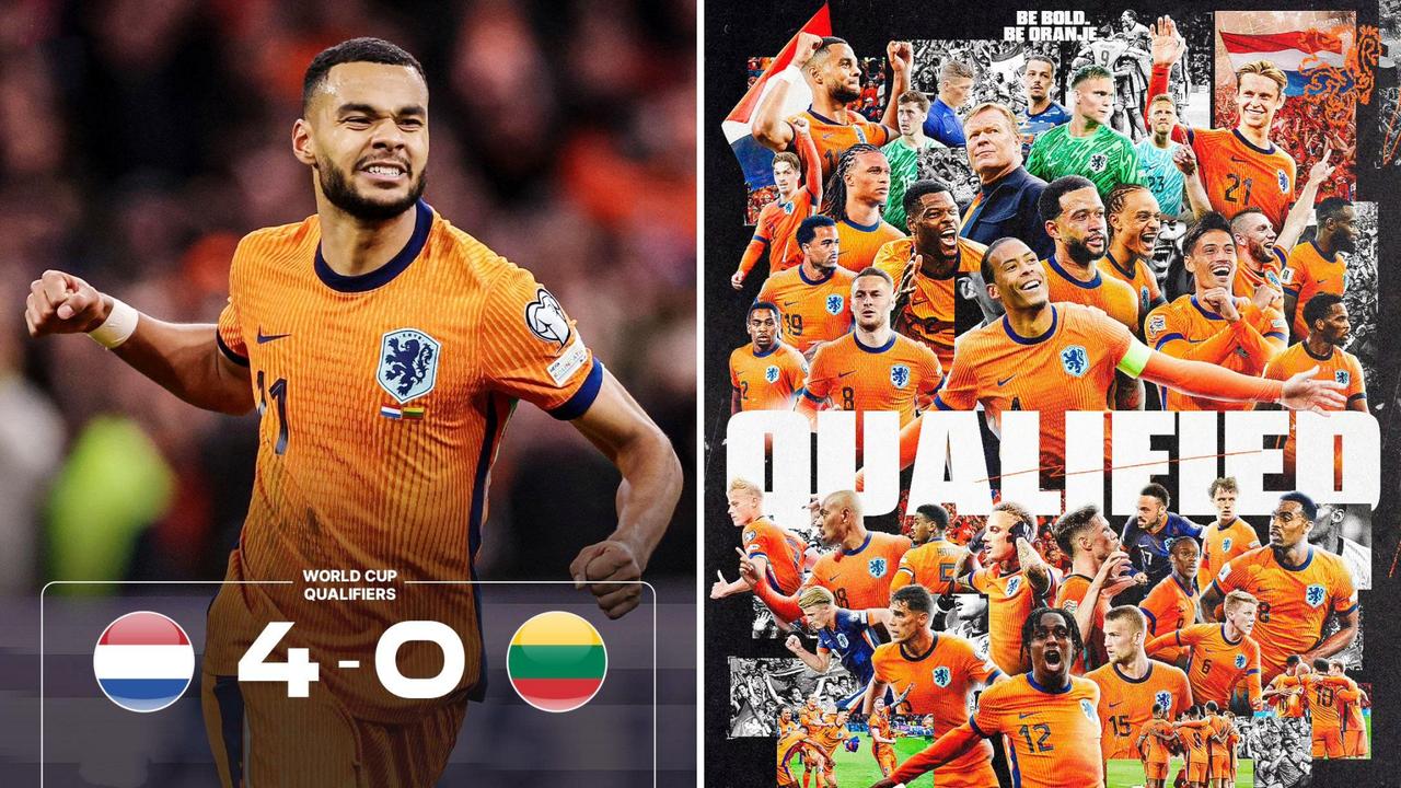 世预赛：荷兰主场4-0击败立陶宛，以小组第一晋级世界杯。
赖因德斯、加克波传射建