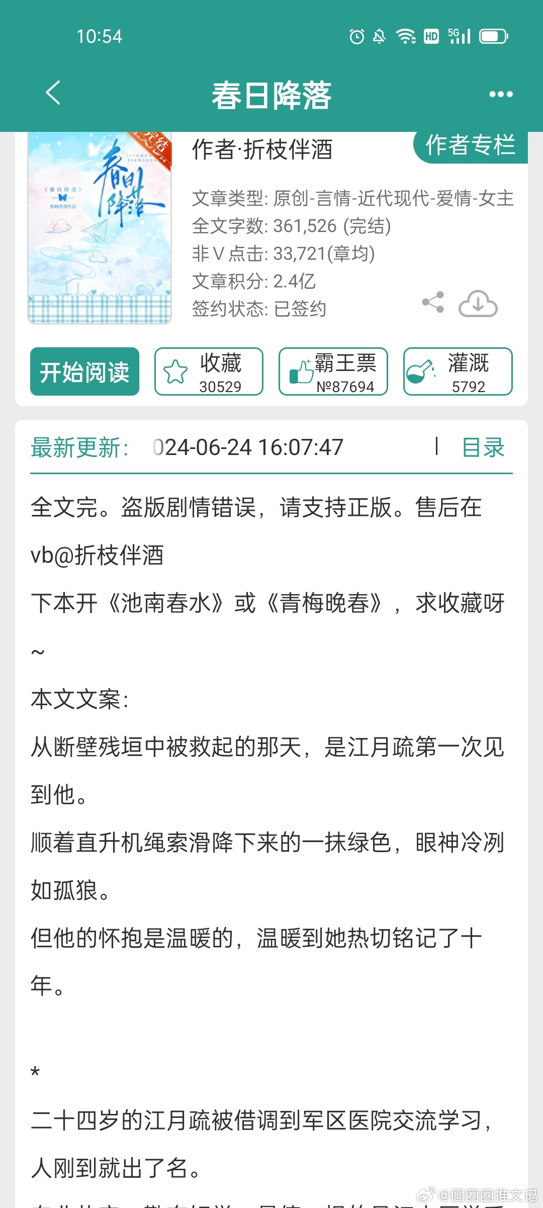 #每日推文[超话]##言情小说推荐# 《春日降落》 ​​​
