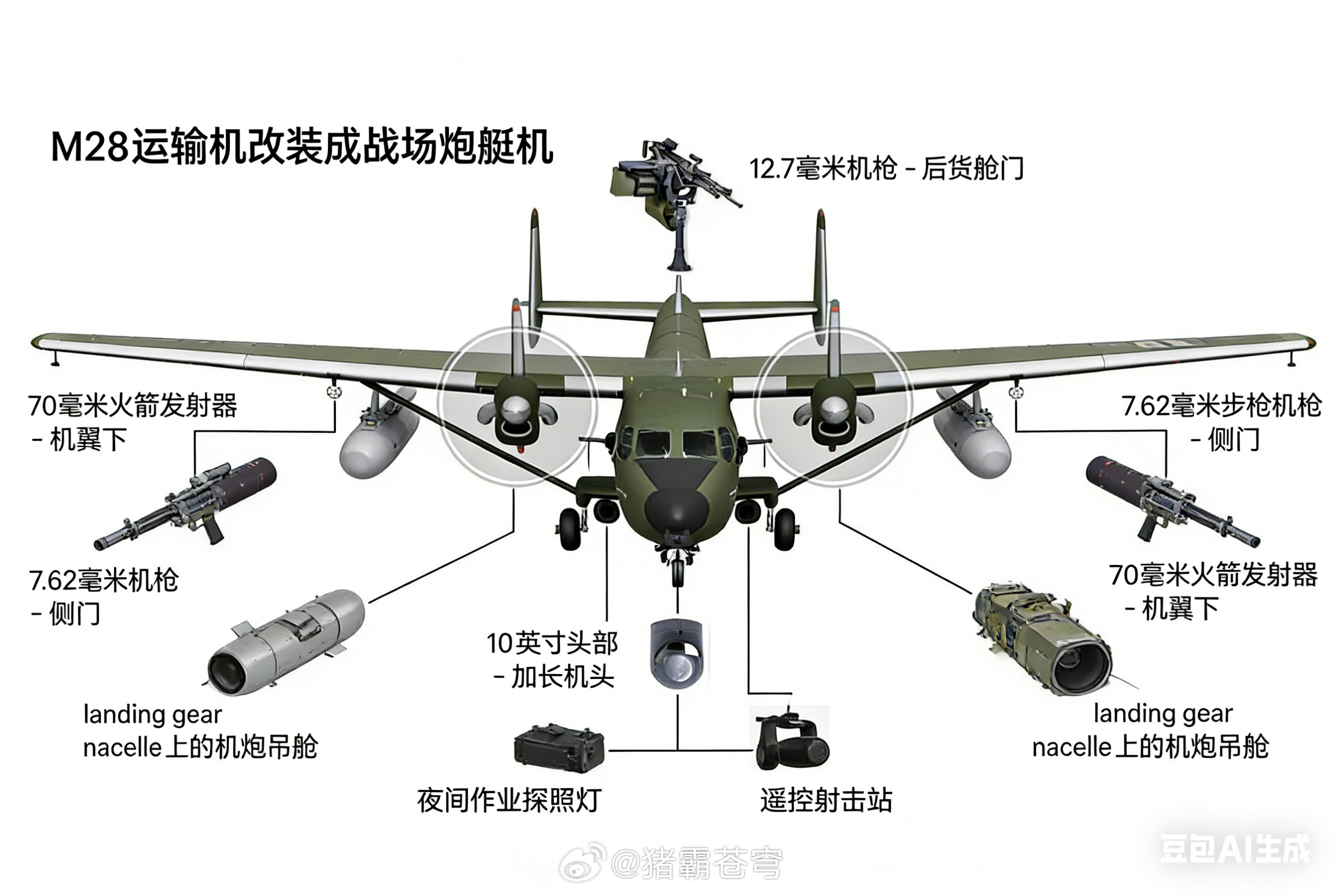 军事Ai新视野 波兰考虑将M28运输机改装成战场炮艇机，以取代F-16战斗机执行