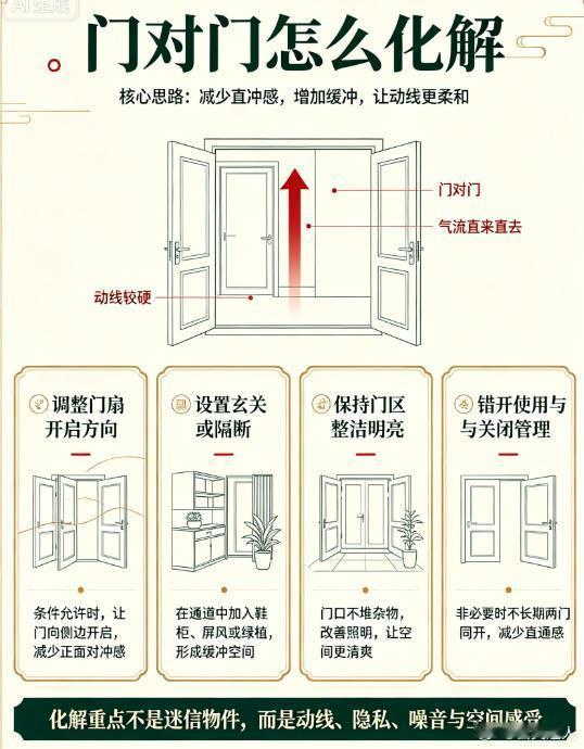 解决风水中“门对门”的问题玄灵道人 阳宅风水  1、经常关门相对着的两个门要经常