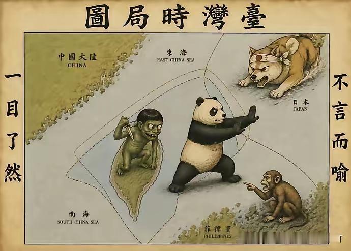 秋田和菲猴嘤嘤狂吠，熊猫以一当二，护住身后的小岛，可恨的是，小岛内心阴暗，不但不