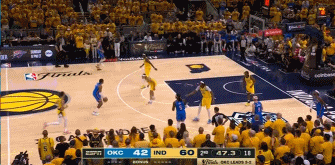 雷霆vs步行者哈利伯顿抢断反击！步行者半场领先雷霆22分！ nba总决赛 ​​​