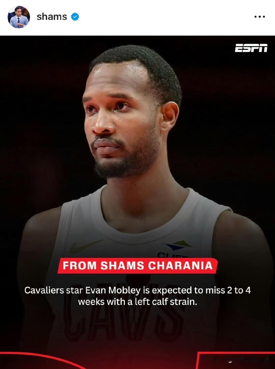 又伤一个！！！莫布里左小腿拉伤，缺阵2-4周！

根据记者Shams最新消息透露