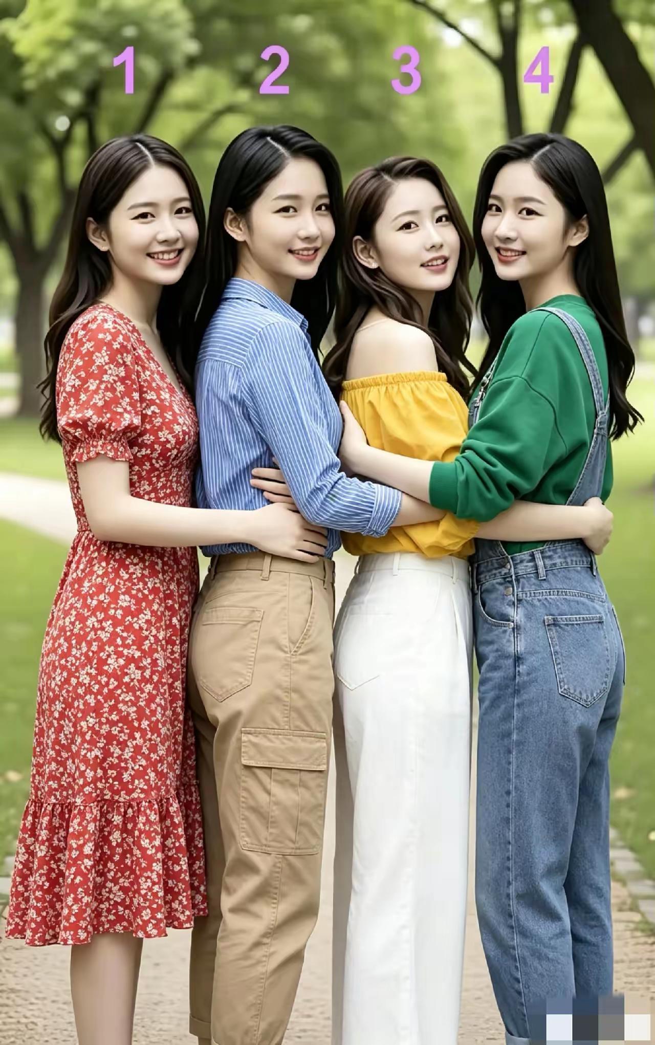 哇塞，这母女四人站一块简直就是一道亮丽的风景线！48岁的母亲和27岁、25岁、2