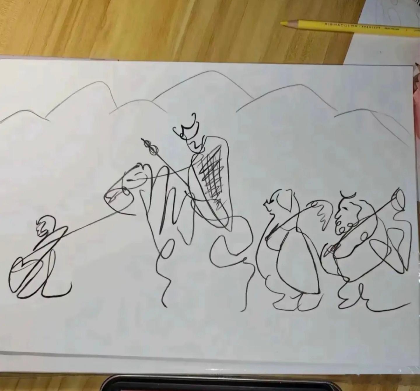 一位网友说，花了一千二百元，送孩子上特长班学画画二个月，孩子学完后的作品。。。。