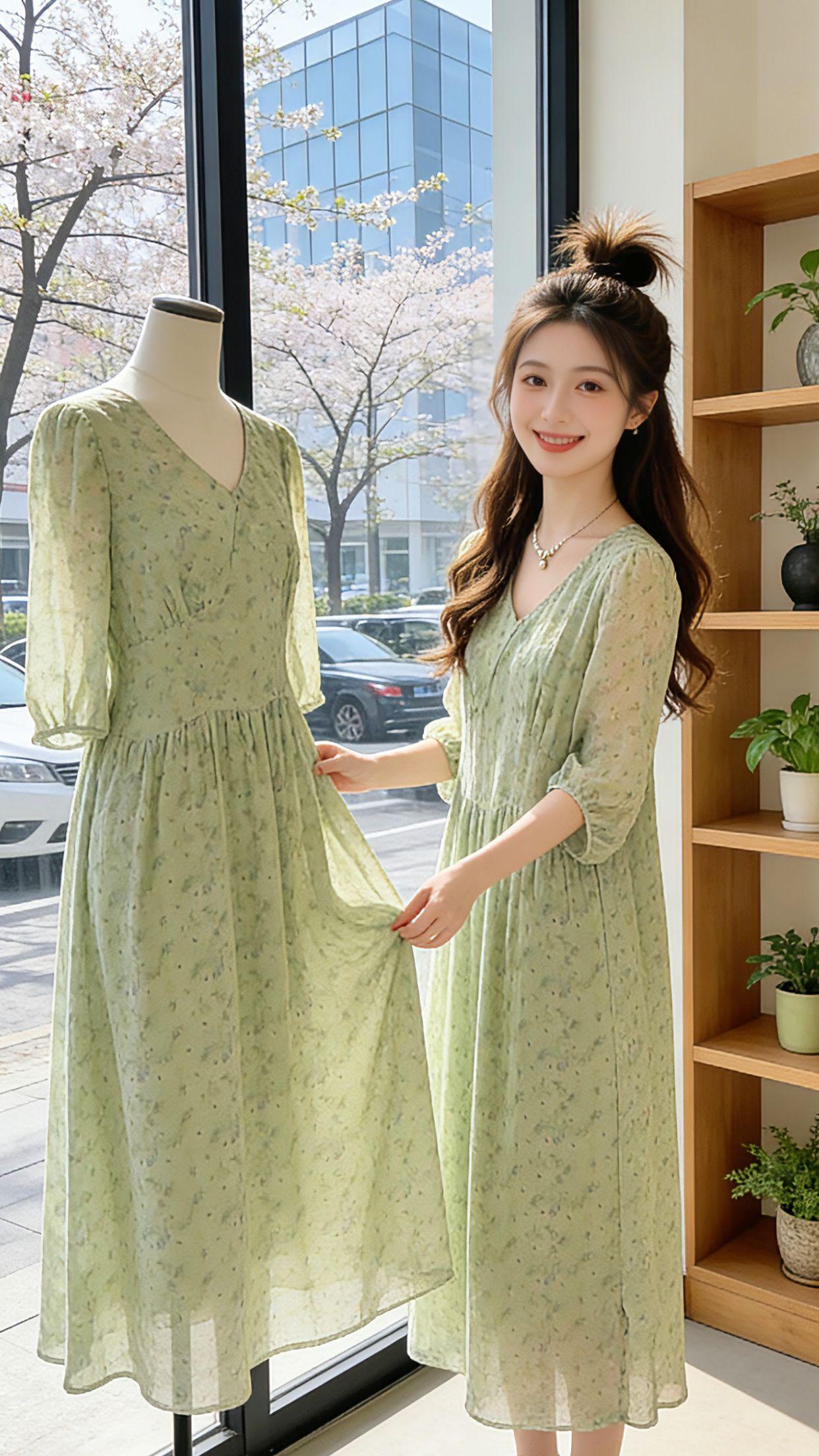 春天的温柔氛围感，这条碎花裙都能给你！2026春季新款法式碎花裙，日常逛店、山野