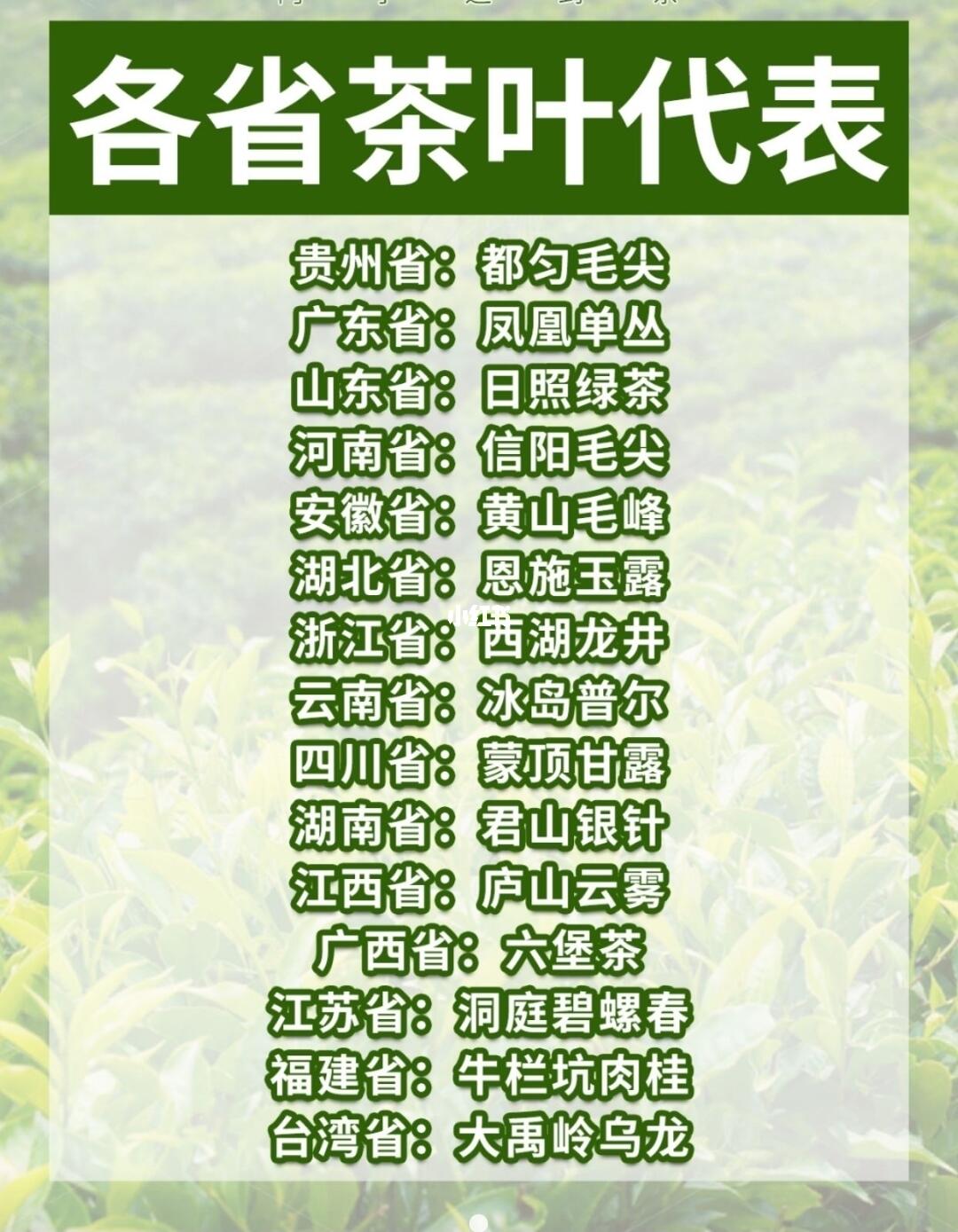各省茶叶代表，你还知道其他的吗？