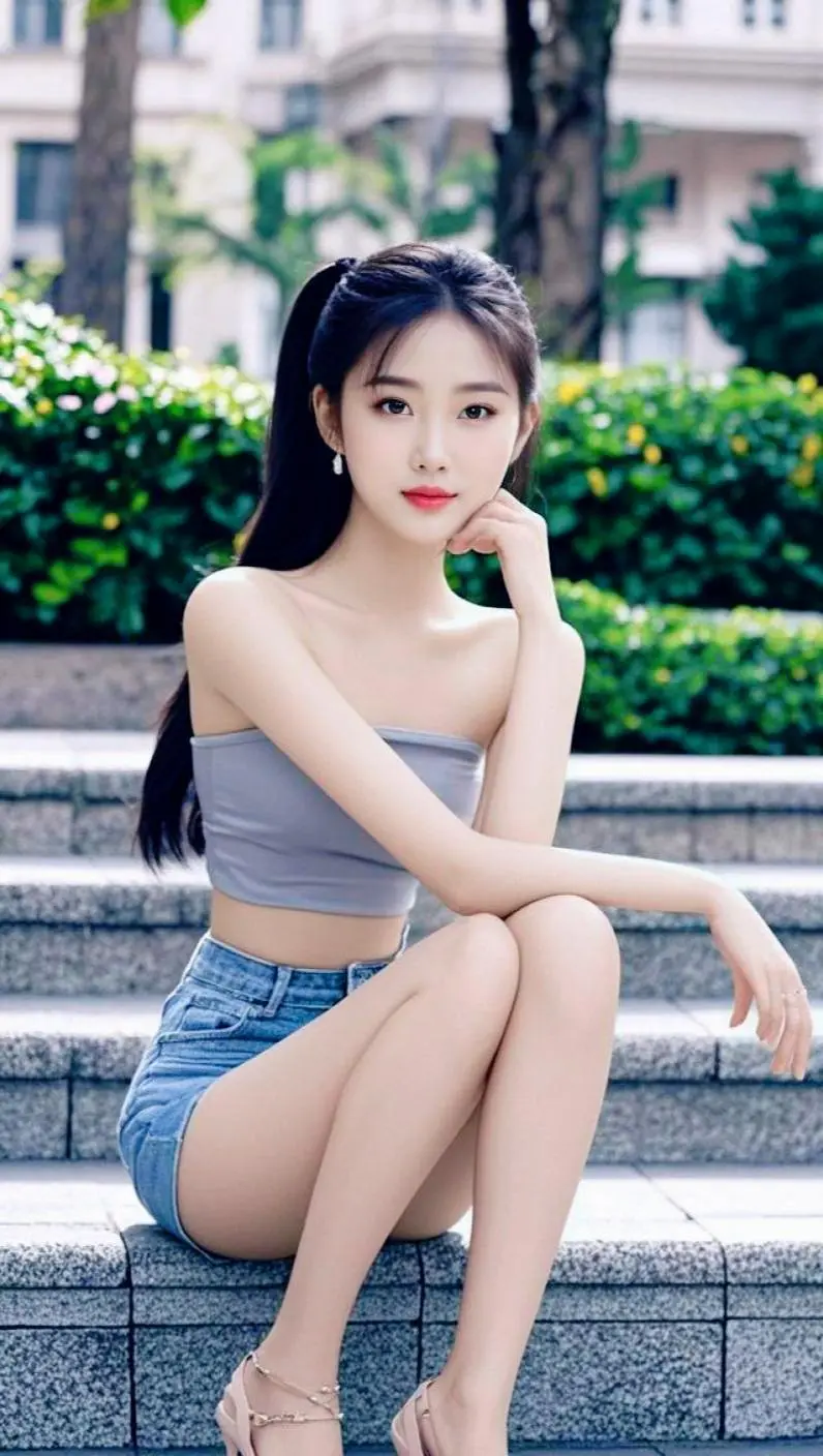 AI清新坐姿照 ai创作 壁纸 推广 摄影约拍