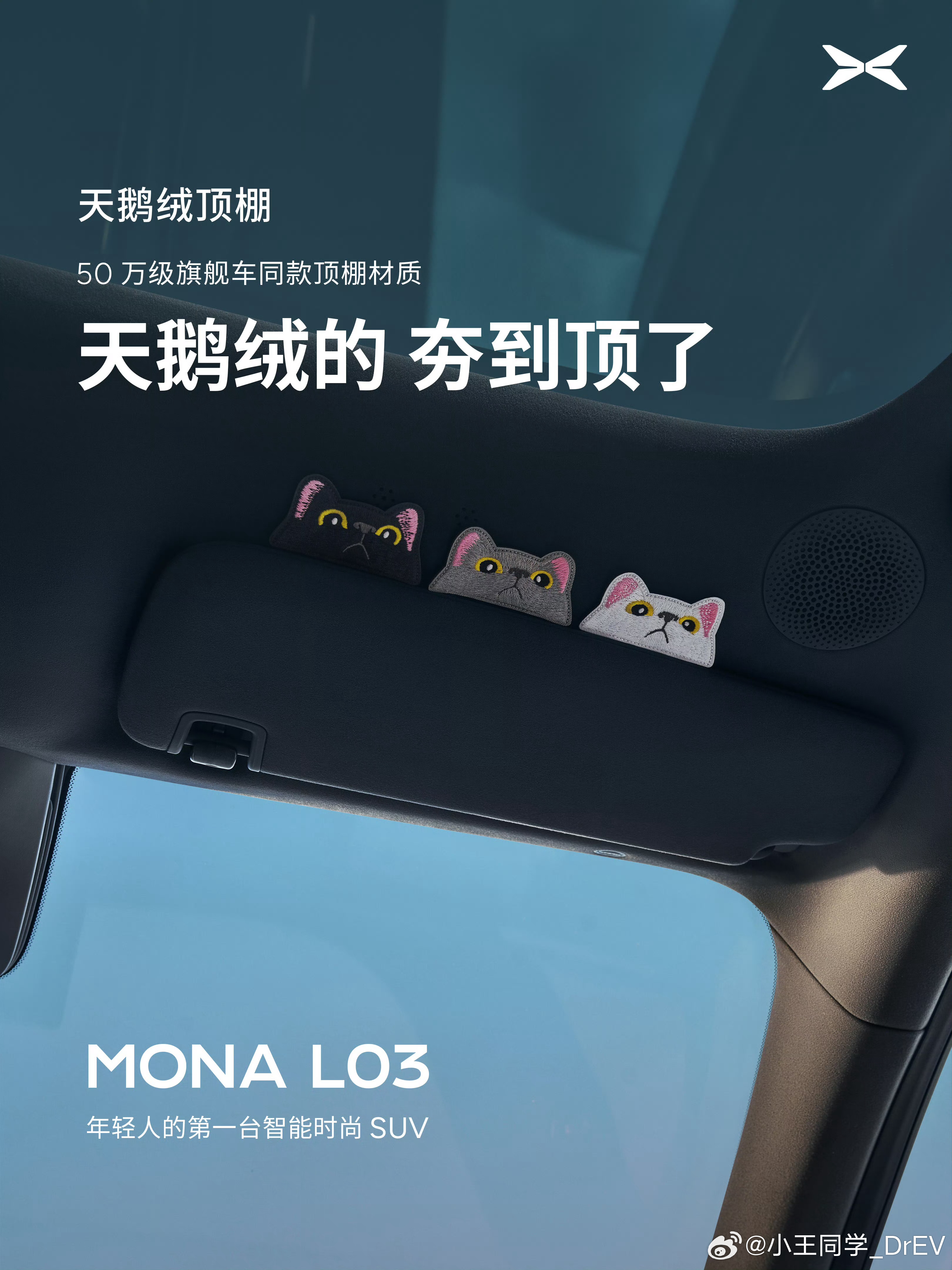 MONA L03的内饰今天官方发布了一组图这个小猫猫刺绣是可以DIY的吗？！小鹏