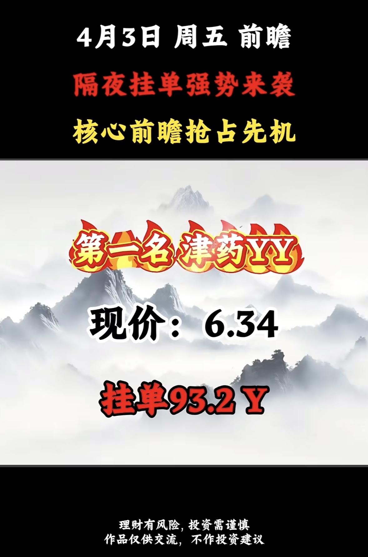 4月3日周五暗盘隔夜挂单排行榜出炉

4月这投资市场可太刺激了，4月3日隔夜挂单