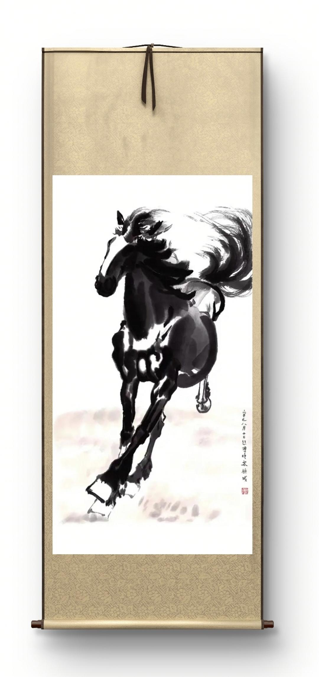 国画徐悲鸿奔马图