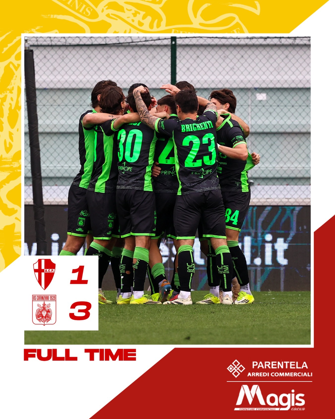 意乙 卡坦萨罗客场3：1击败帕多瓦队，利贝拉里🇮🇹首发出场59分钟。