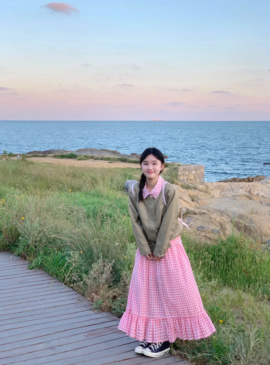 在青岛的海边
