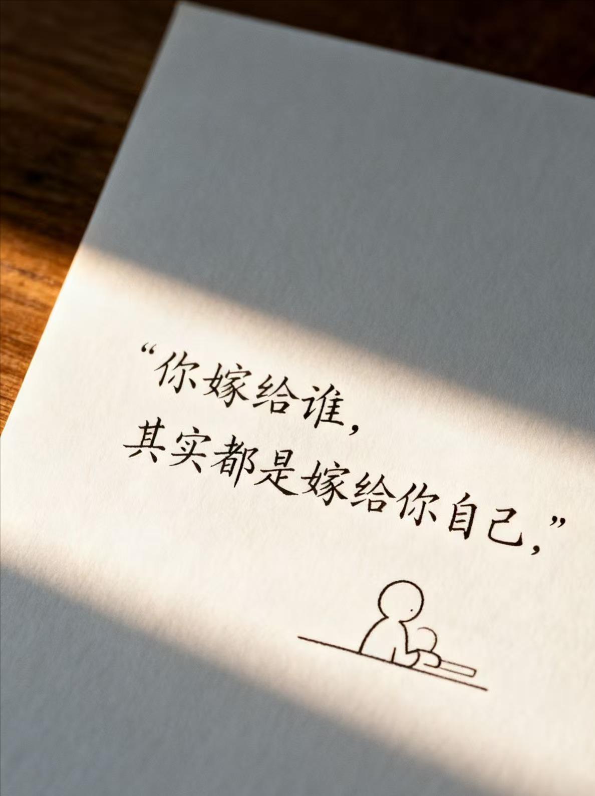 你嫁给谁，其实都是嫁给你自己，嫁给你当年的认知、你的缺口，嫁给你当时在那个年纪所