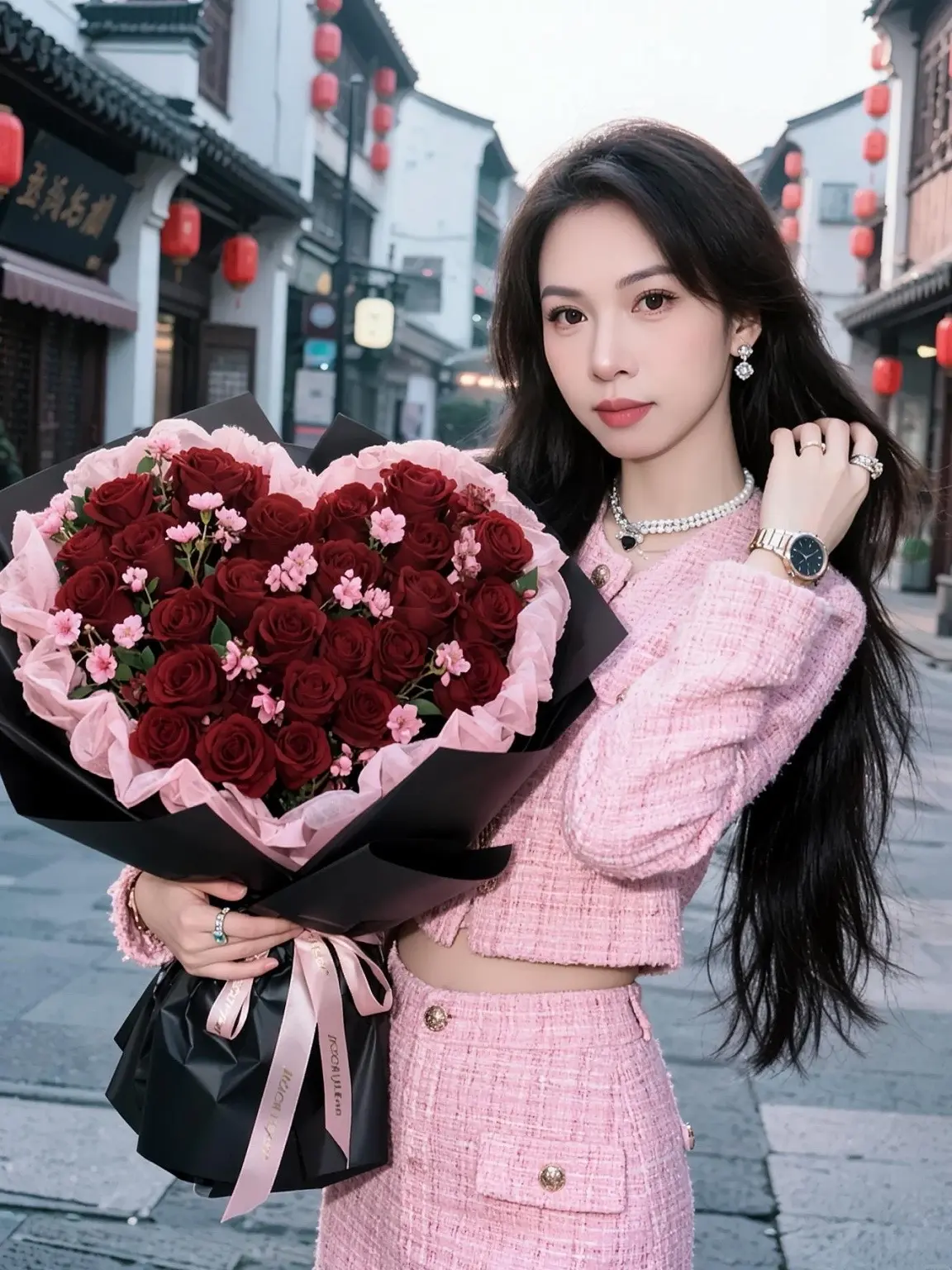 心动女孩 玫瑰穿搭 粉色玫瑰穿搭 玫瑰氛围感穿搭 超美的甜妹穿搭分享