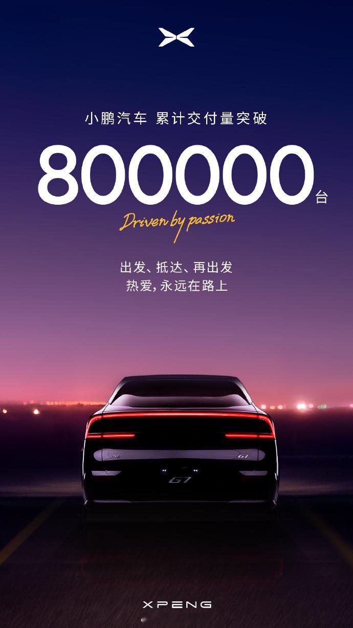 小鹏汽车 累计交付突破了80万，从智能驾驶到飞向天空的梦想，小鹏正在用科技改变生