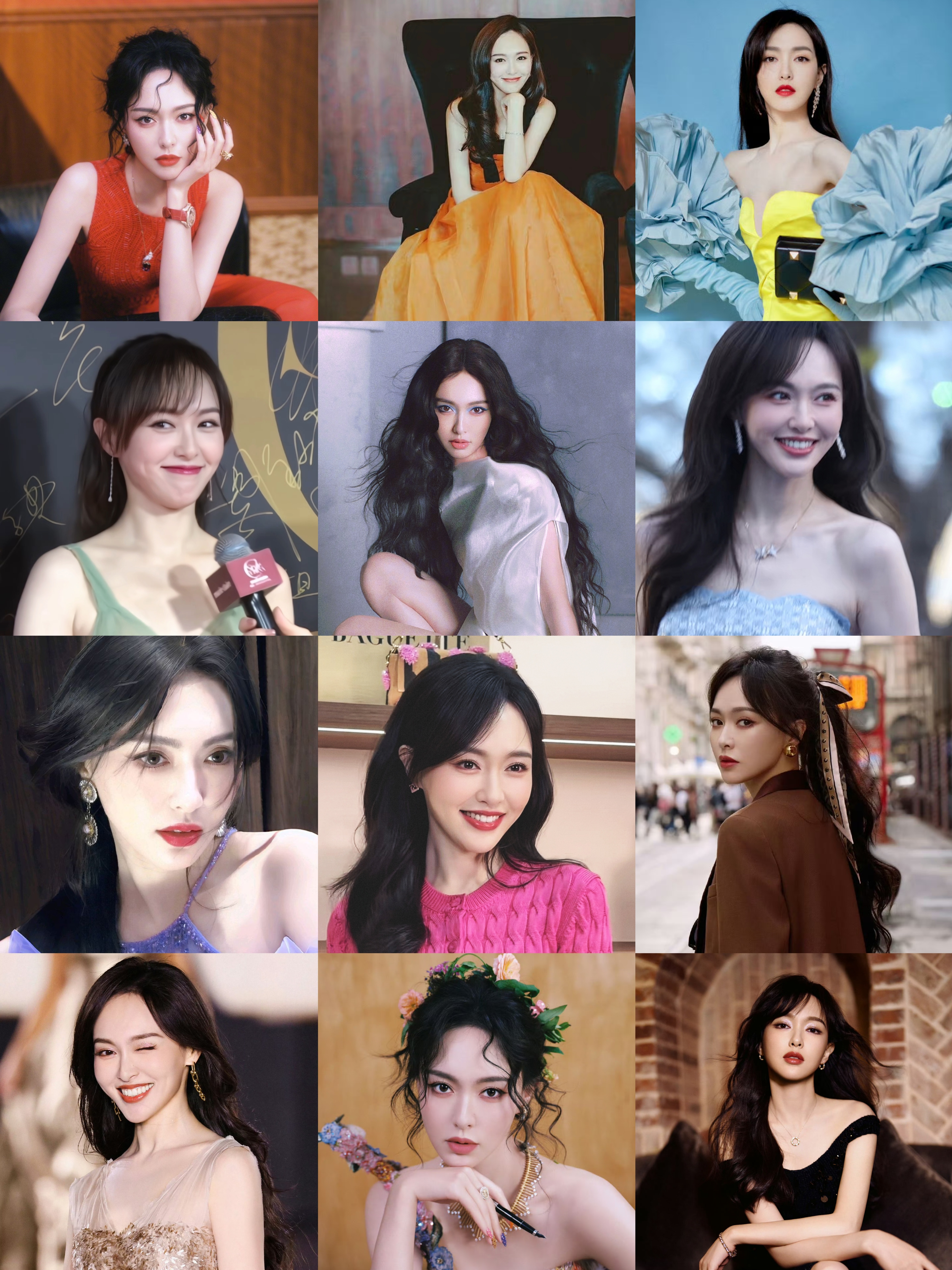 唐嫣一个人集齐红橙黄绿青蓝紫粉咖金彩黑色😍 