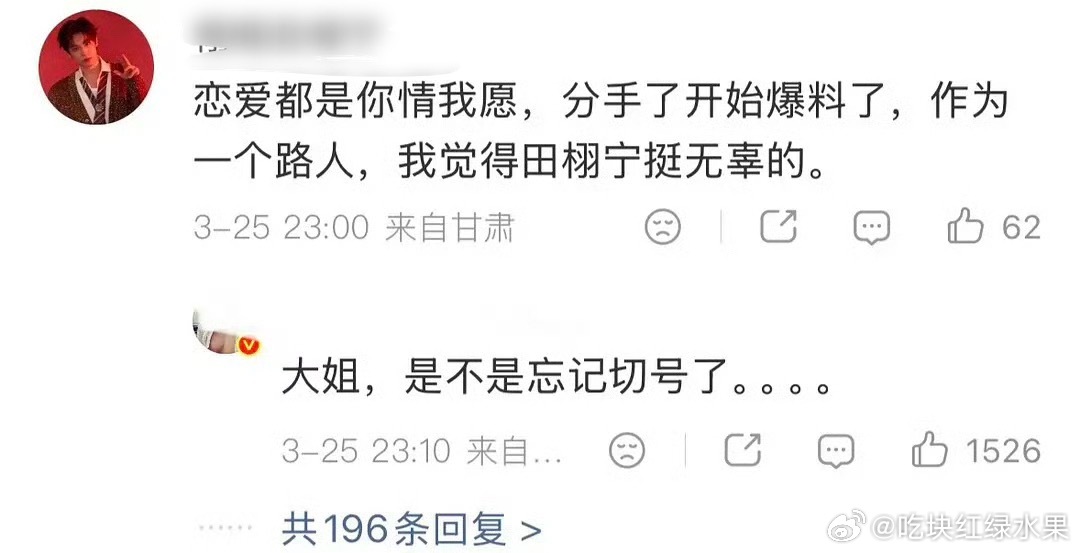 《作为一个路人 我觉得田栩宁挺无辜的》九成美实名举报田栩宁