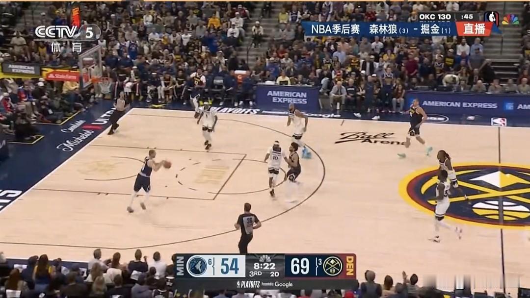NBA季后赛（第五场）主场作战掘金125-113战胜森林狼。
   北京时间4月