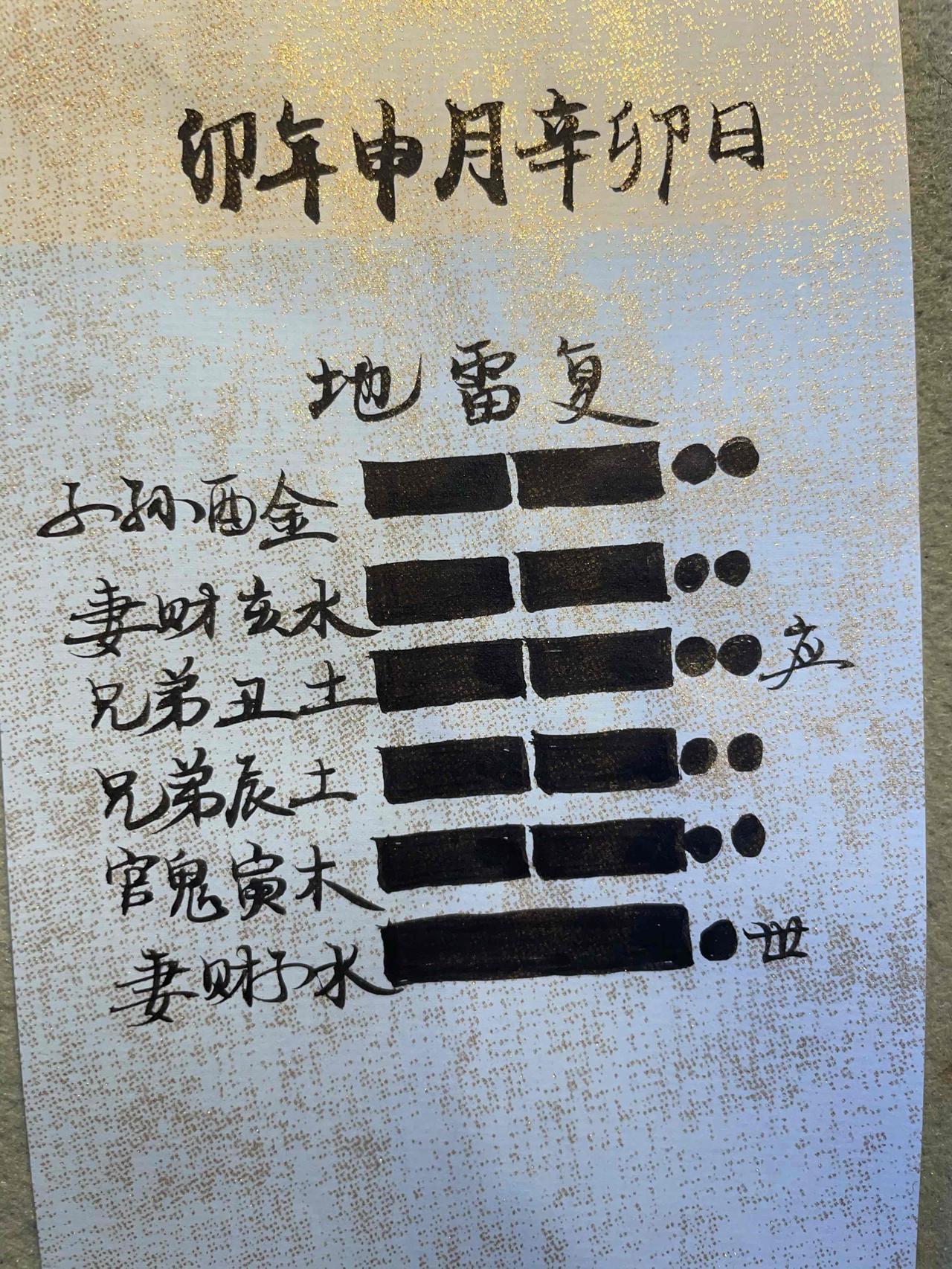 卯年申月辛卯日，得到地雷复卦。

他说有一个儿子，因为动乱逃难的时候走散了，现在