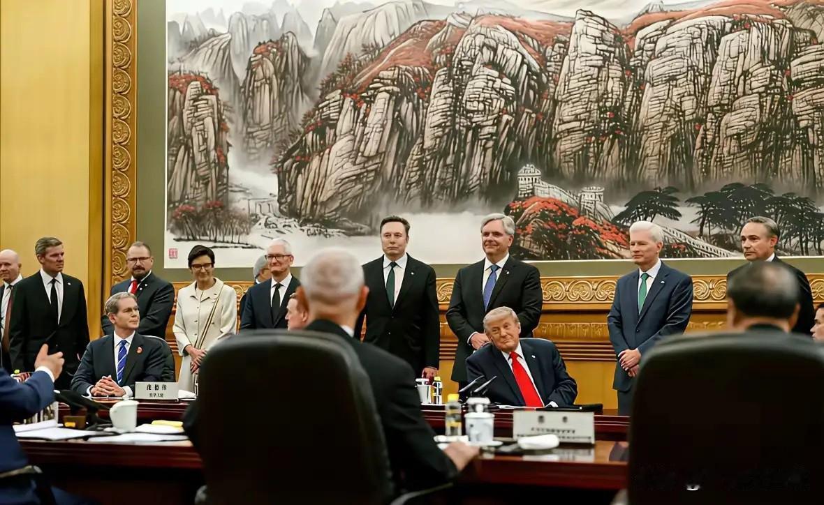 看下美国高官和商界大佬们的这张照片，他们表现的和平常很不一样，因为没有平时对待别