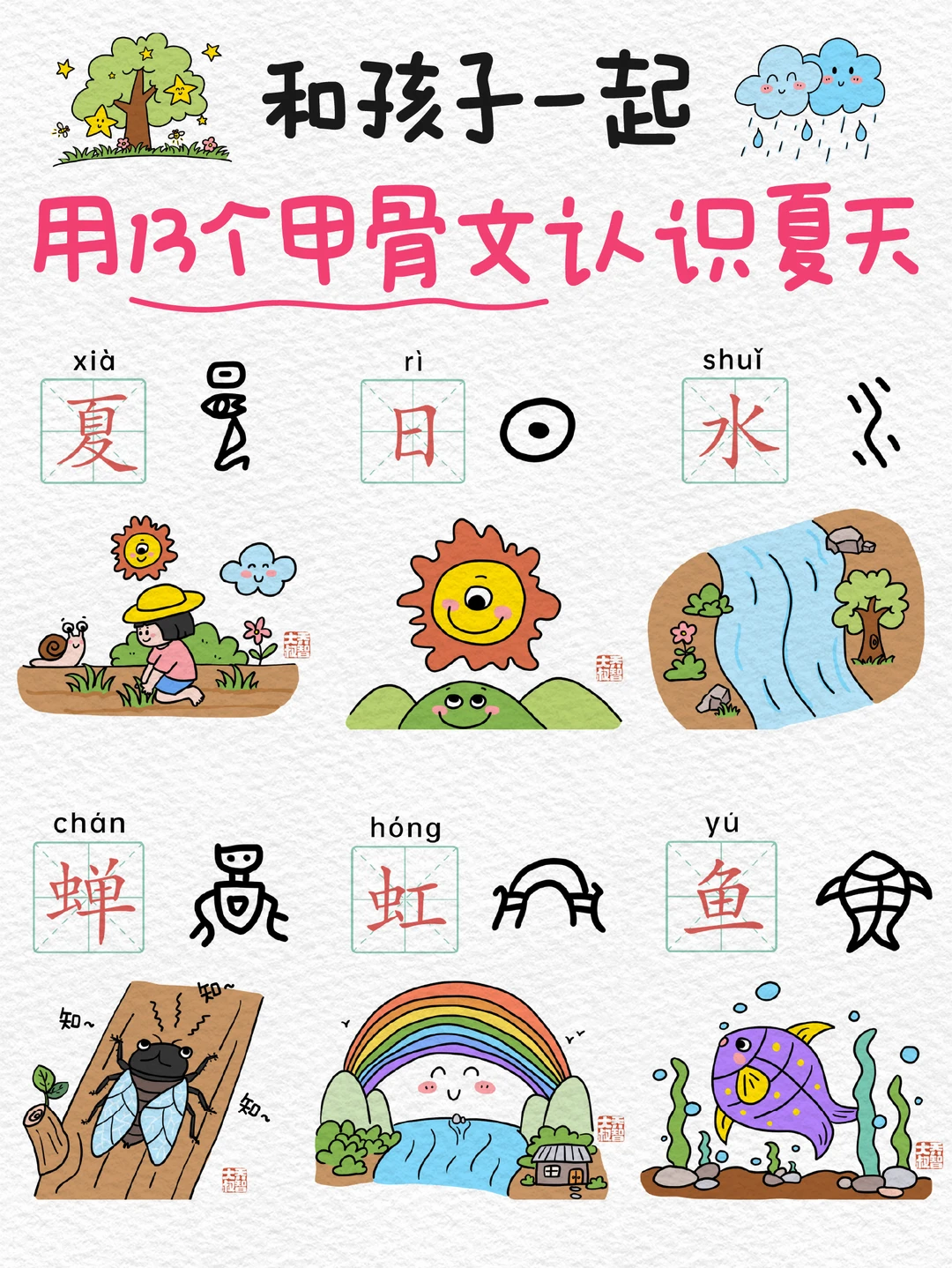和孩子一起用13个甲骨文认识夏天