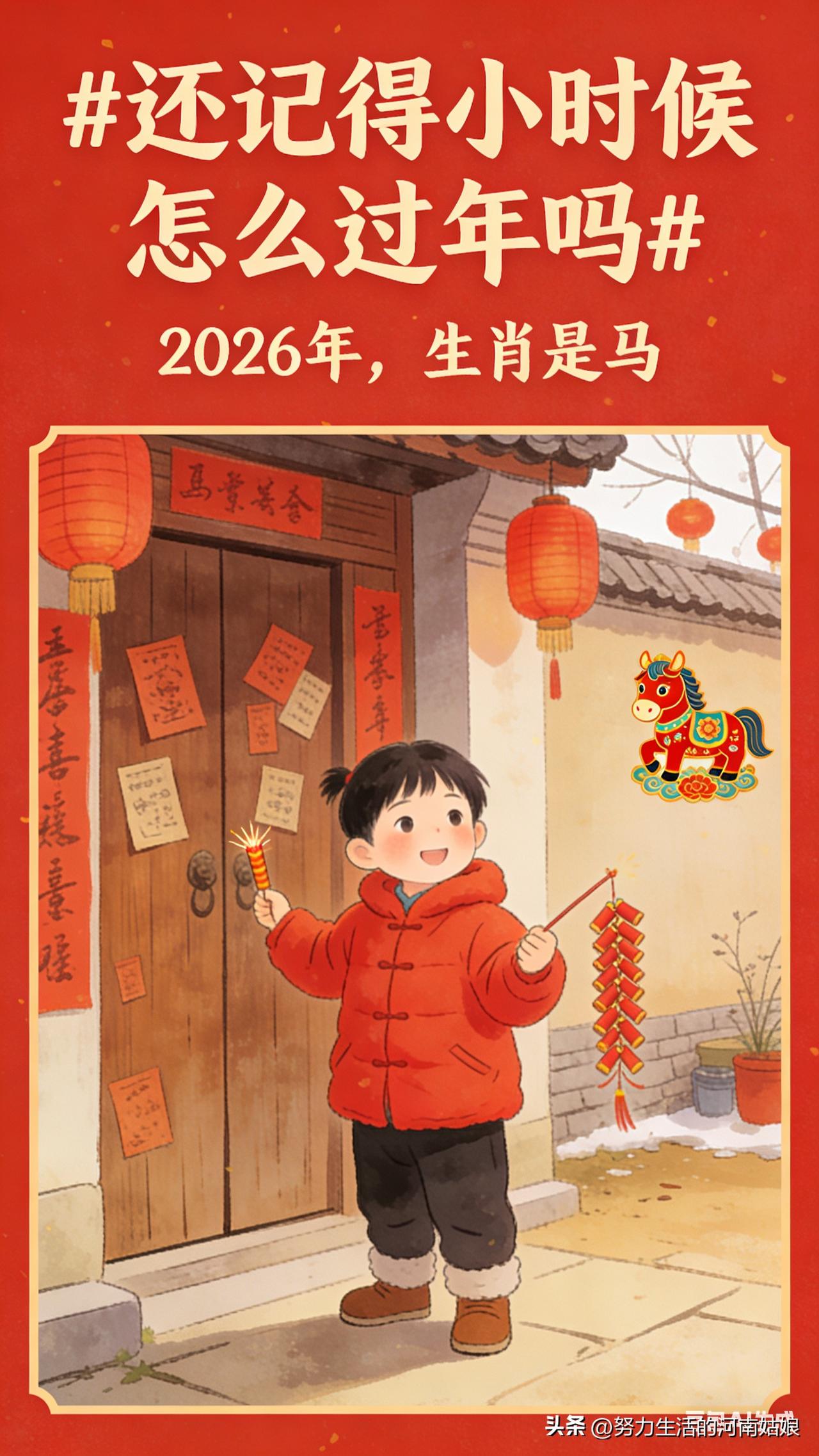 小时候过年，真简单。
一套新衣服，盼了一整年，大年初一才舍得穿。
几块压岁钱，攥